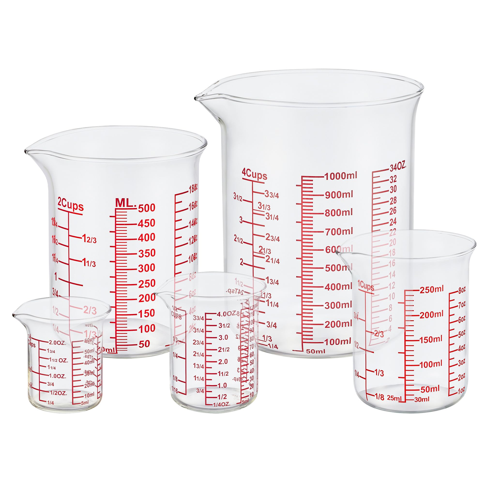 Ackers High Borosilicate Glass Measuring Cup Set with Pour Spout (32 Ounce)