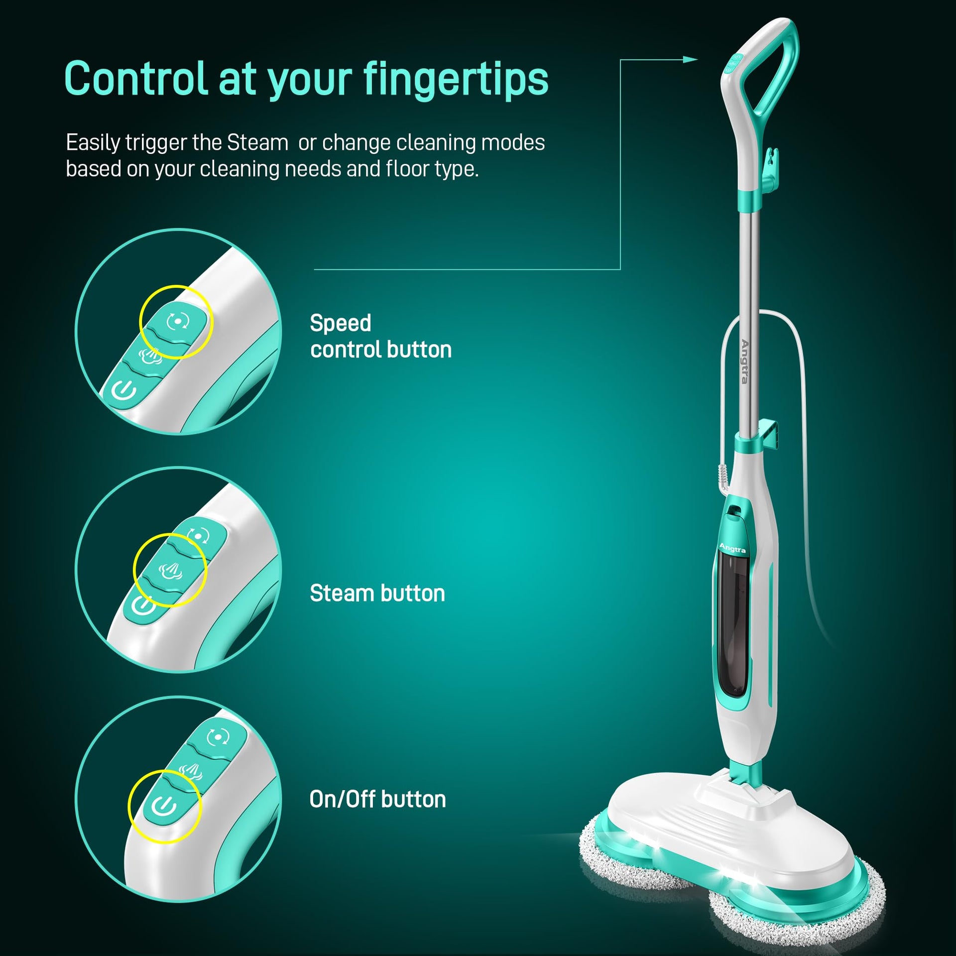 Scrubbing Steam Mop with Rotating Mop Pads