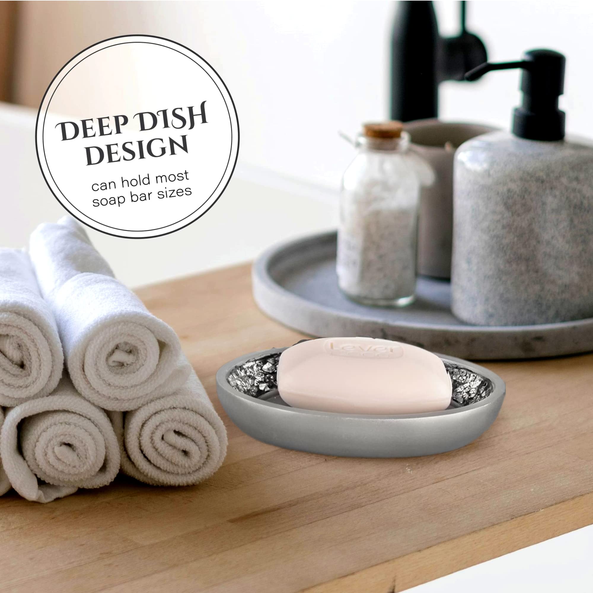 Crackled Glass 6 Pc. Silver Resin Bathroom Accessories Set (6 Count)