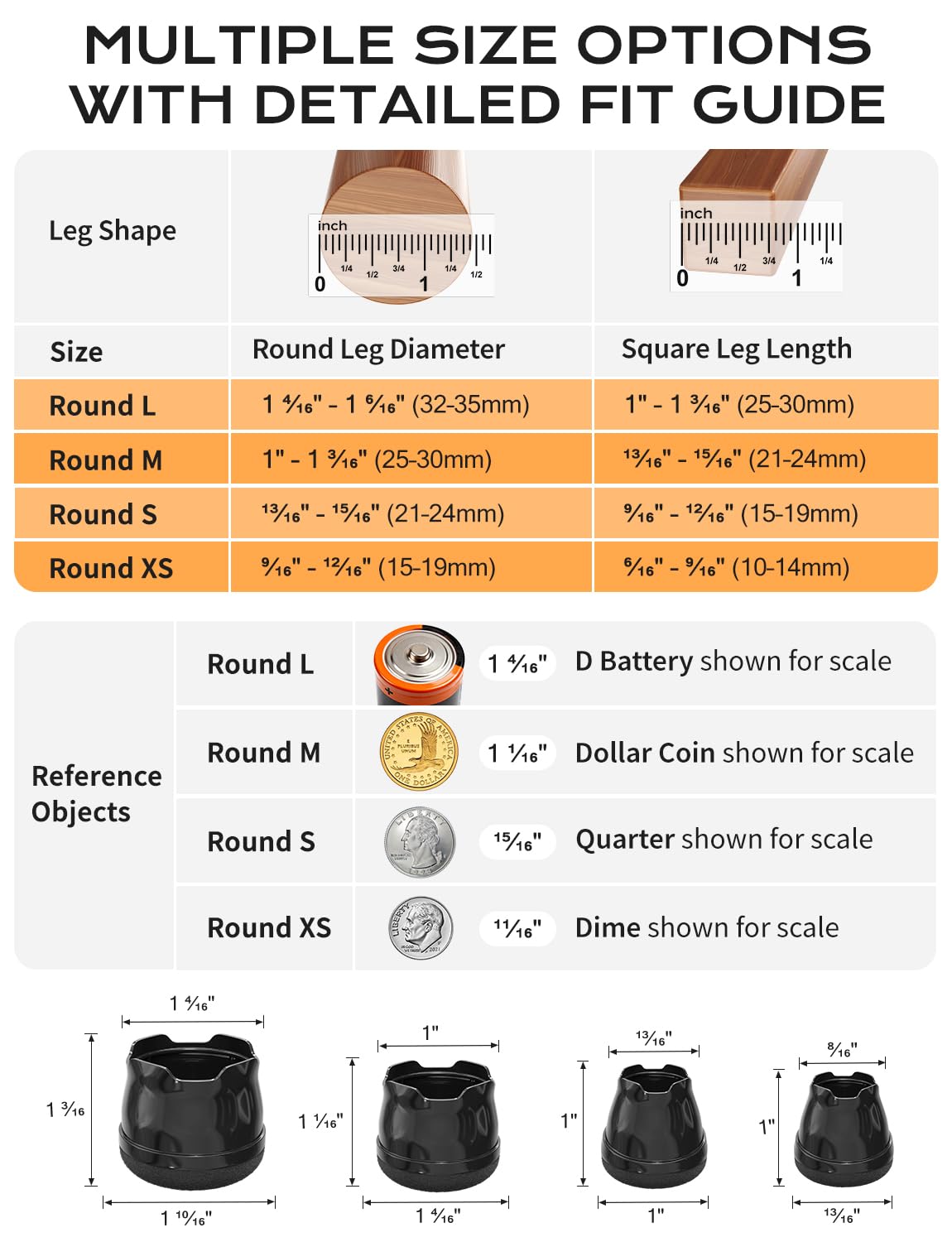 24 PCS Silicone & Felt Chair Leg Floor Protectors (24 Count)