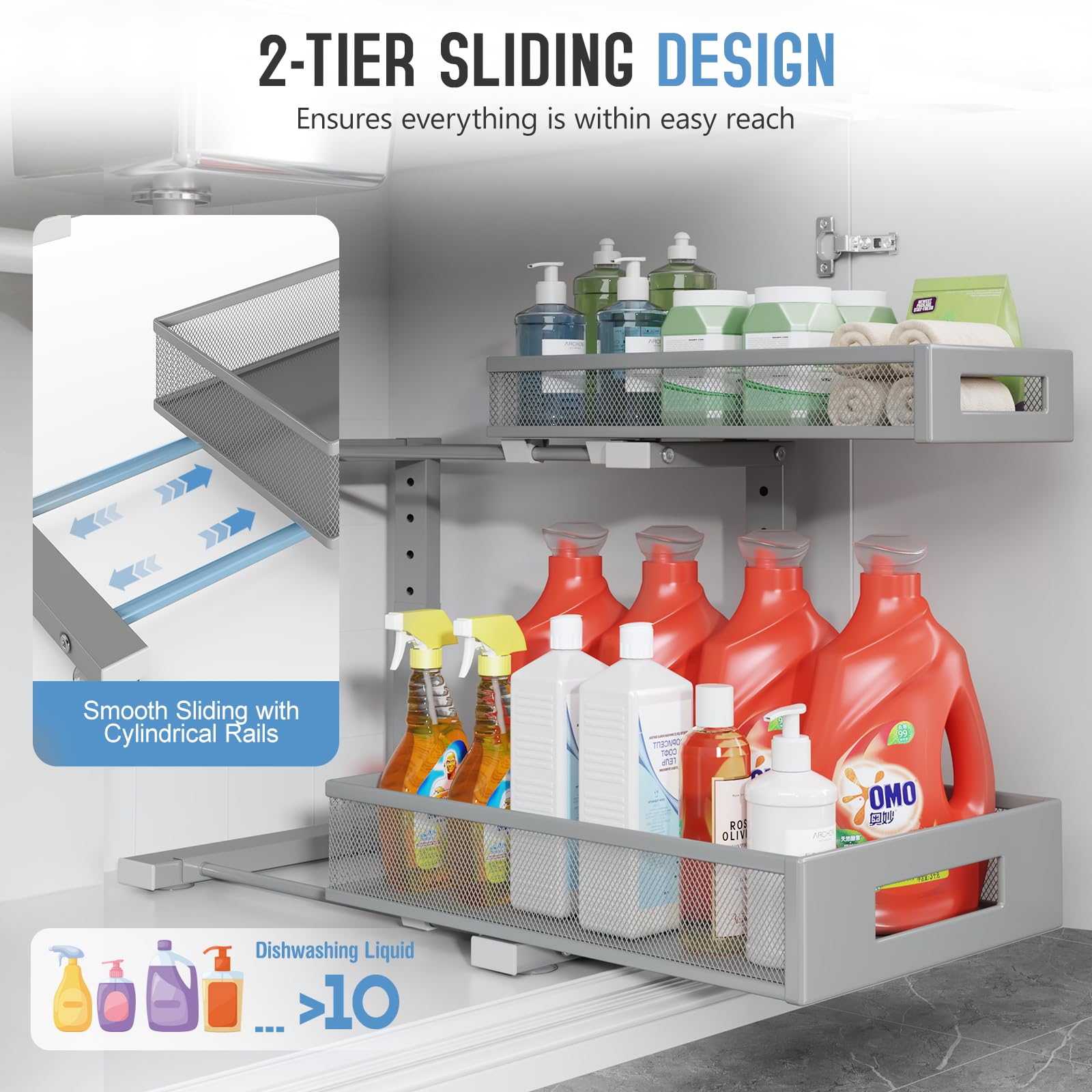 2 Pack Under Sink Storage Organizer (2 Count)