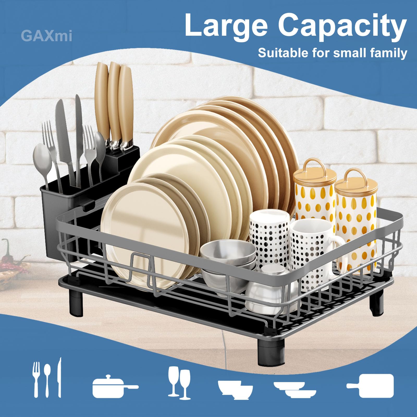 Dish Drying Rack with Drainboard for Kitchen Countertop 1