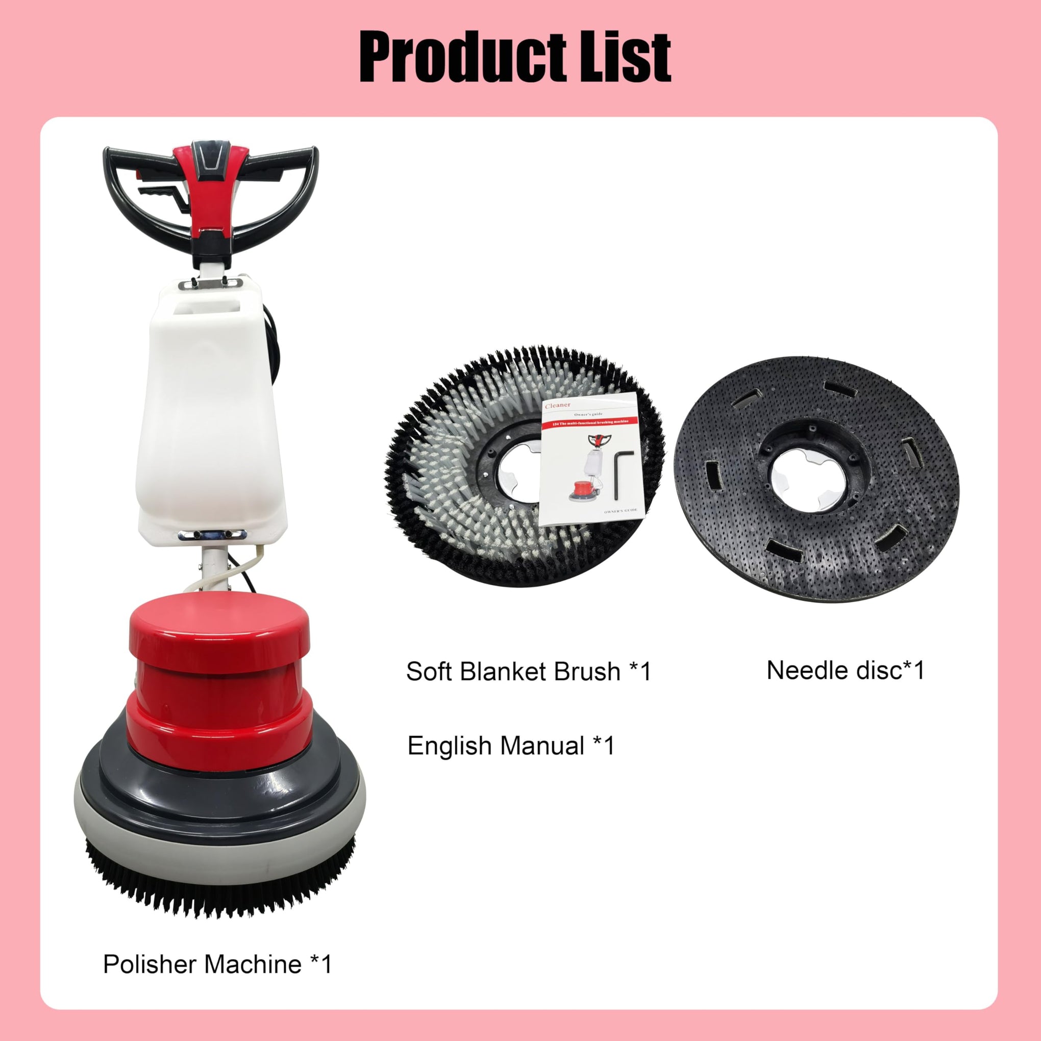 110V 17" Floor Scrubber Buffer Heavy Duty Polisher Machine Polished Waxed Refurbished Tile Scrubber Cleaner Wood Marble Cement Pavement Epoxy Rubber Carpet