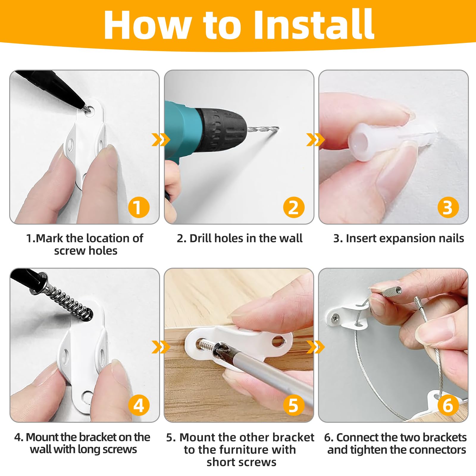 Furniture Anchors Hidden Metal Anti Tip Kit (10 Count)