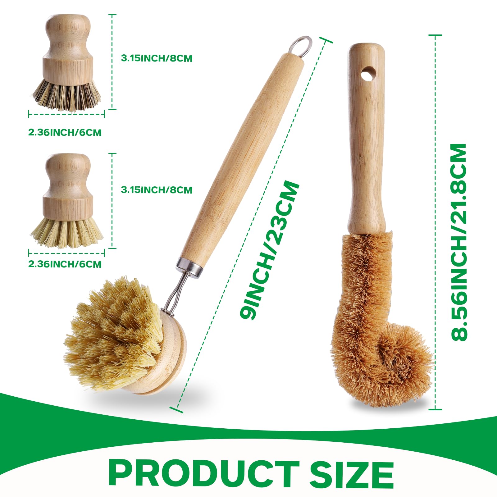 Bamboo Dish Brush Set (5 Count)