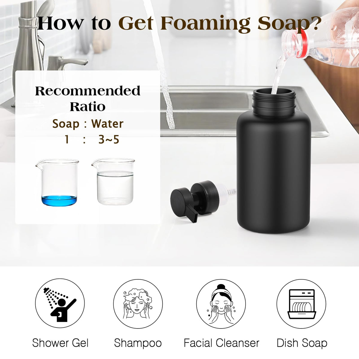 Foaming Soap Dispenser 15oz Hand Soap Bottle (2 Count)