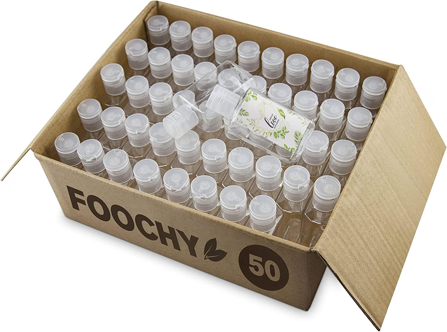 50 Pack 2oz Empty Refillable Travel Size Bottles with Flip Cap (50 Count)