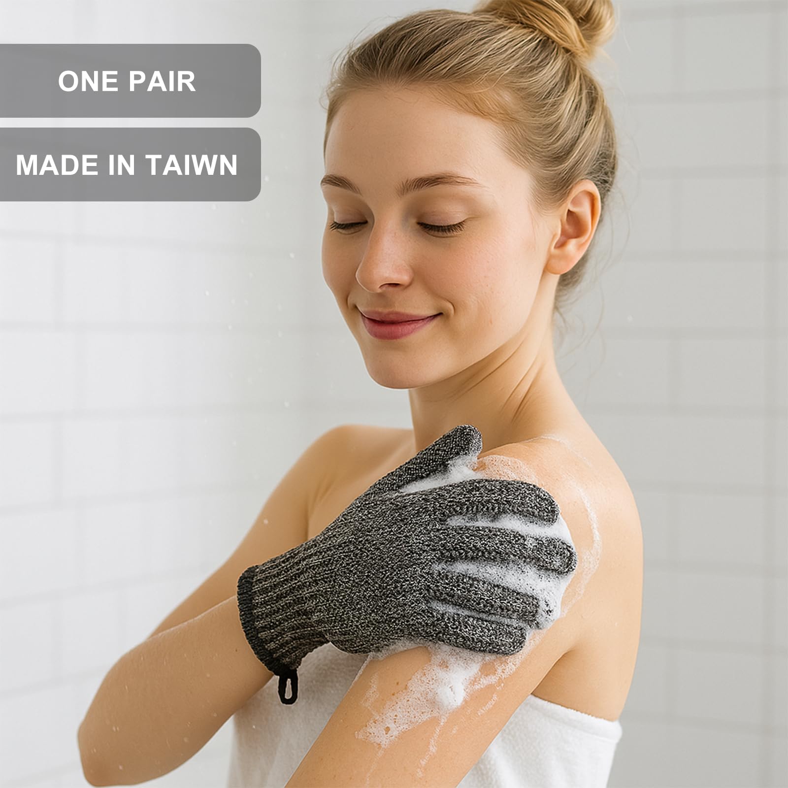 Bamboo Charcoal Exfoliating Gloves for Shower