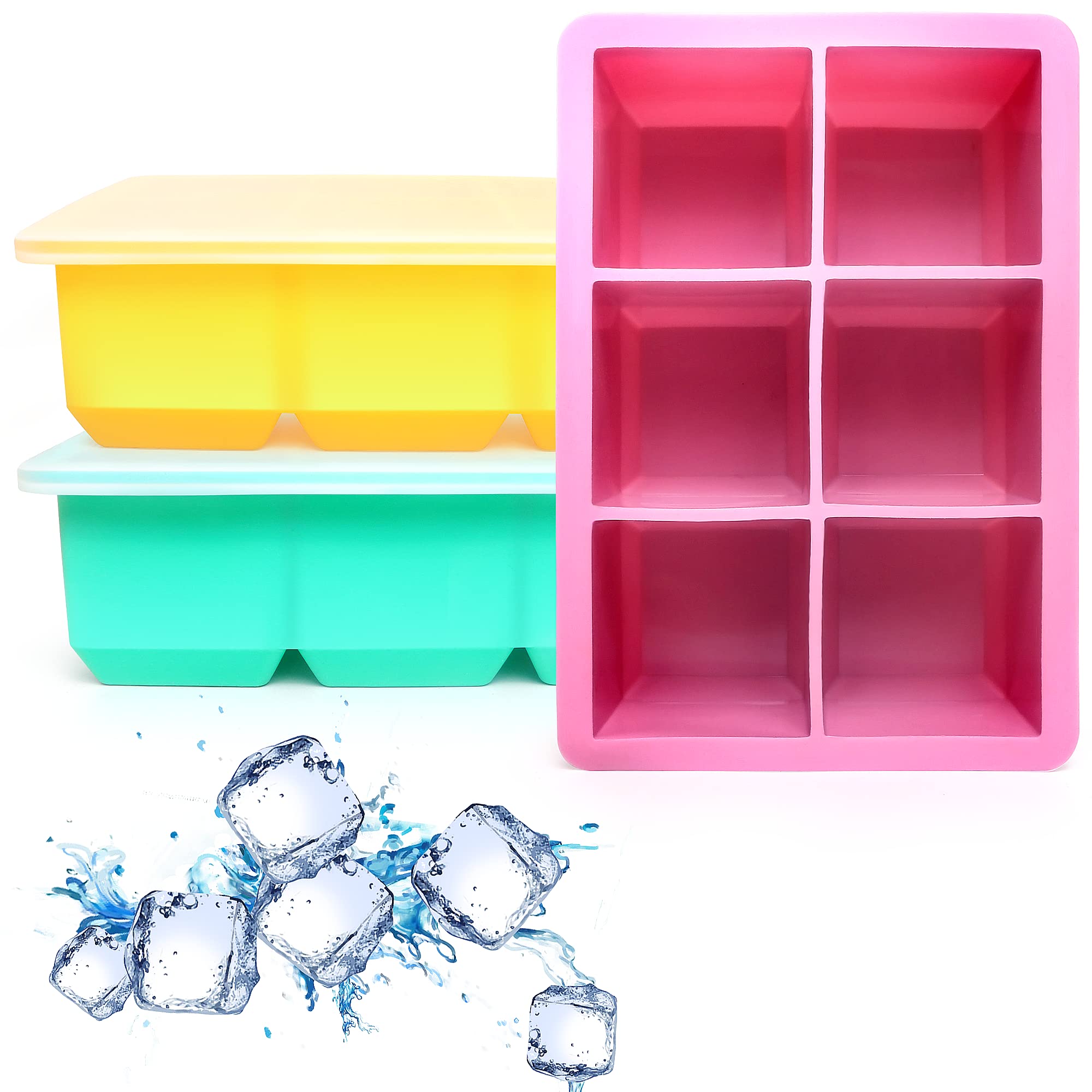 Silicone Ice Cube Trays 3 Pack (3 Count)