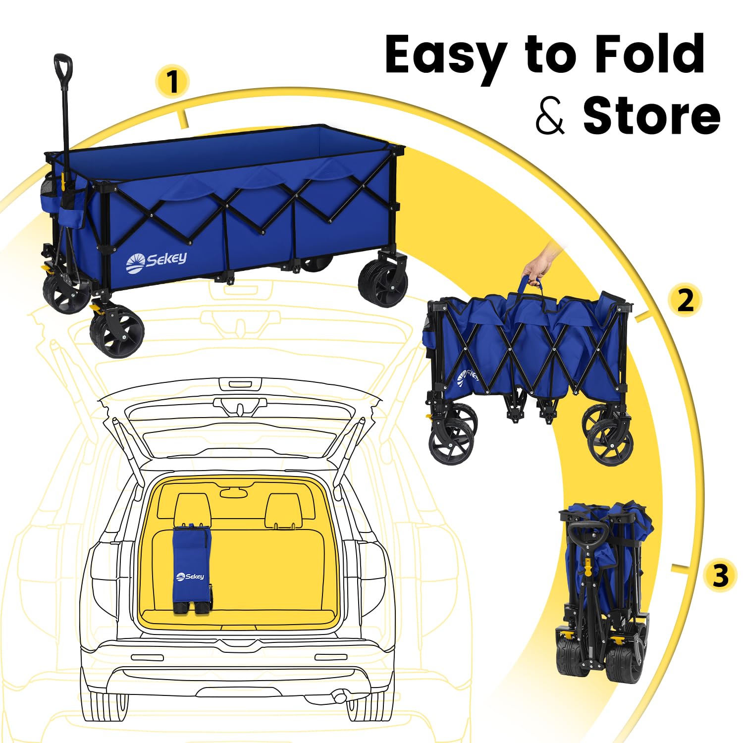 Extended Collapsible Foldable Wagon with 660lbs Weight Capacity