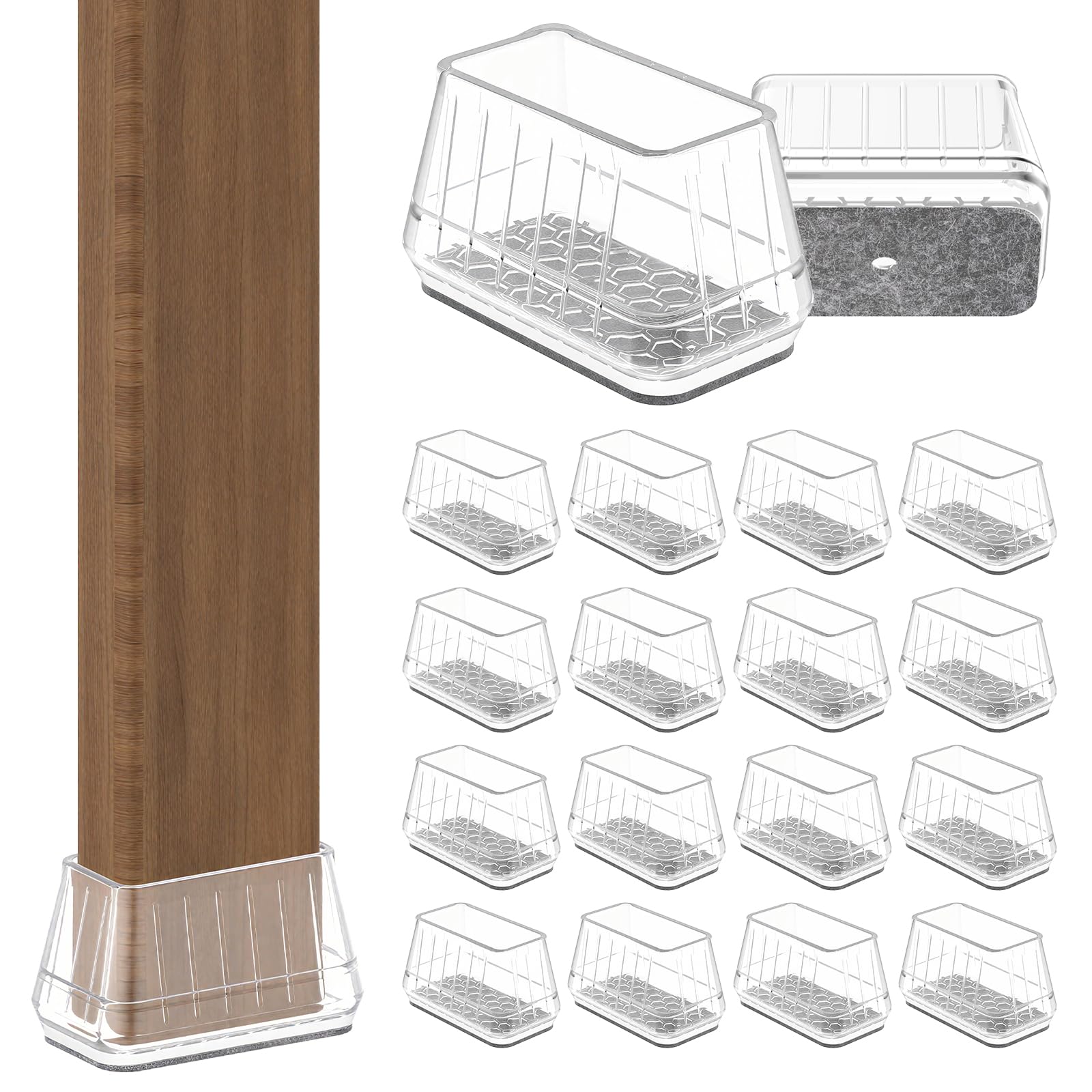 24PCS Rectangular Chair Leg Floor Protectors for Hardwood Floors