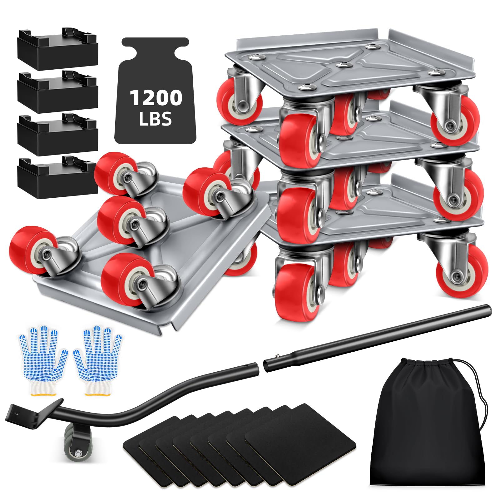 Furniture Dolly Furniture Sliders Furniture Movers with 5 Wheels Appliance Rollers Furniture Moving Wheels Furniture Movers Lifter Rollers for Heavy Duty Tool Furniture 1200lbs Load Capacity (4 Count)