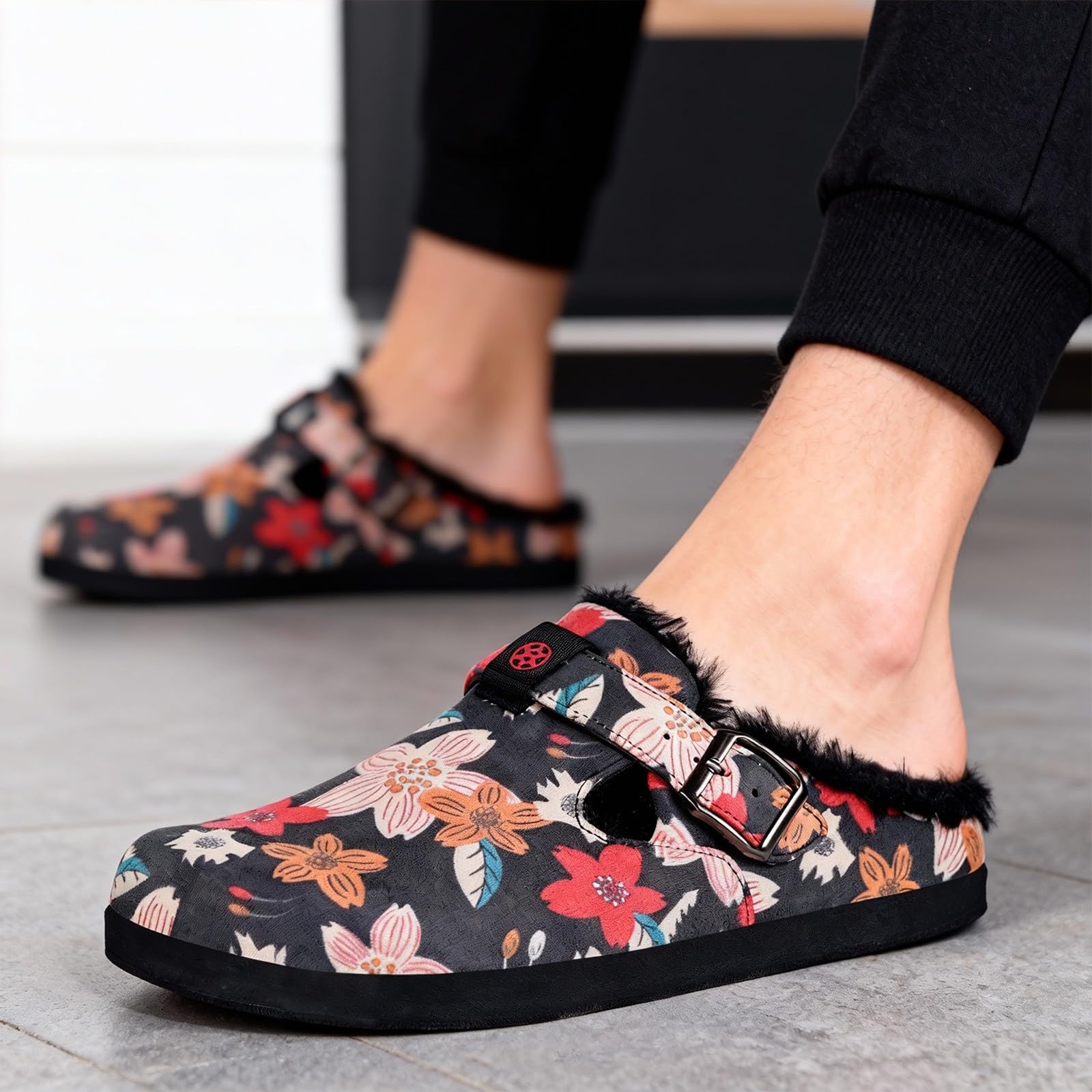 Fur Lined Clogs for Women Men Winter Slippers