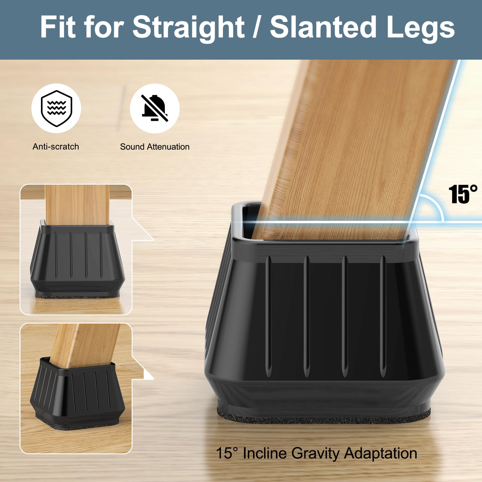 24PCS Square Chair Leg Floor Protectors for Hardwood Floors (24 Count)