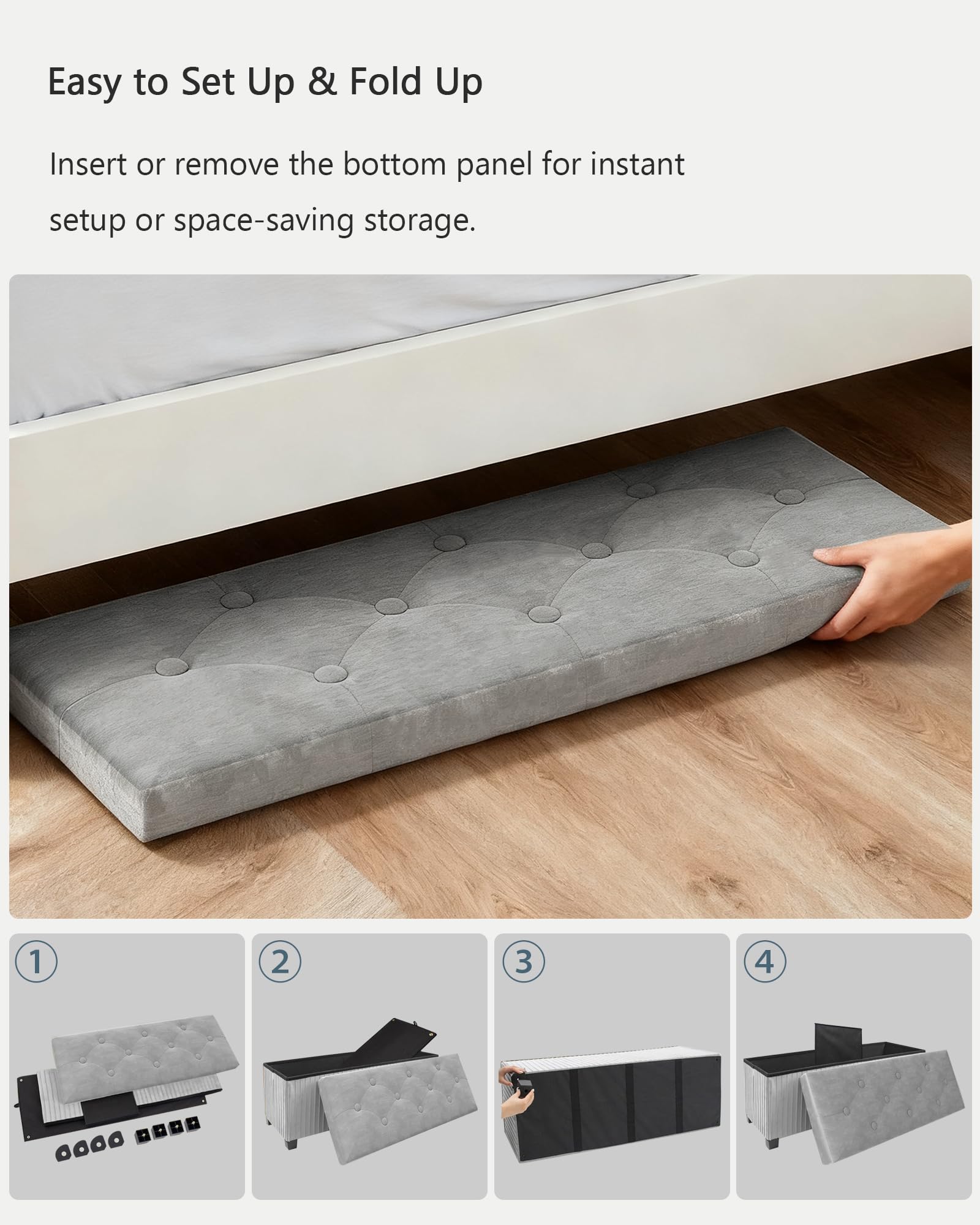 43 Inches Storage Ottoman Bench