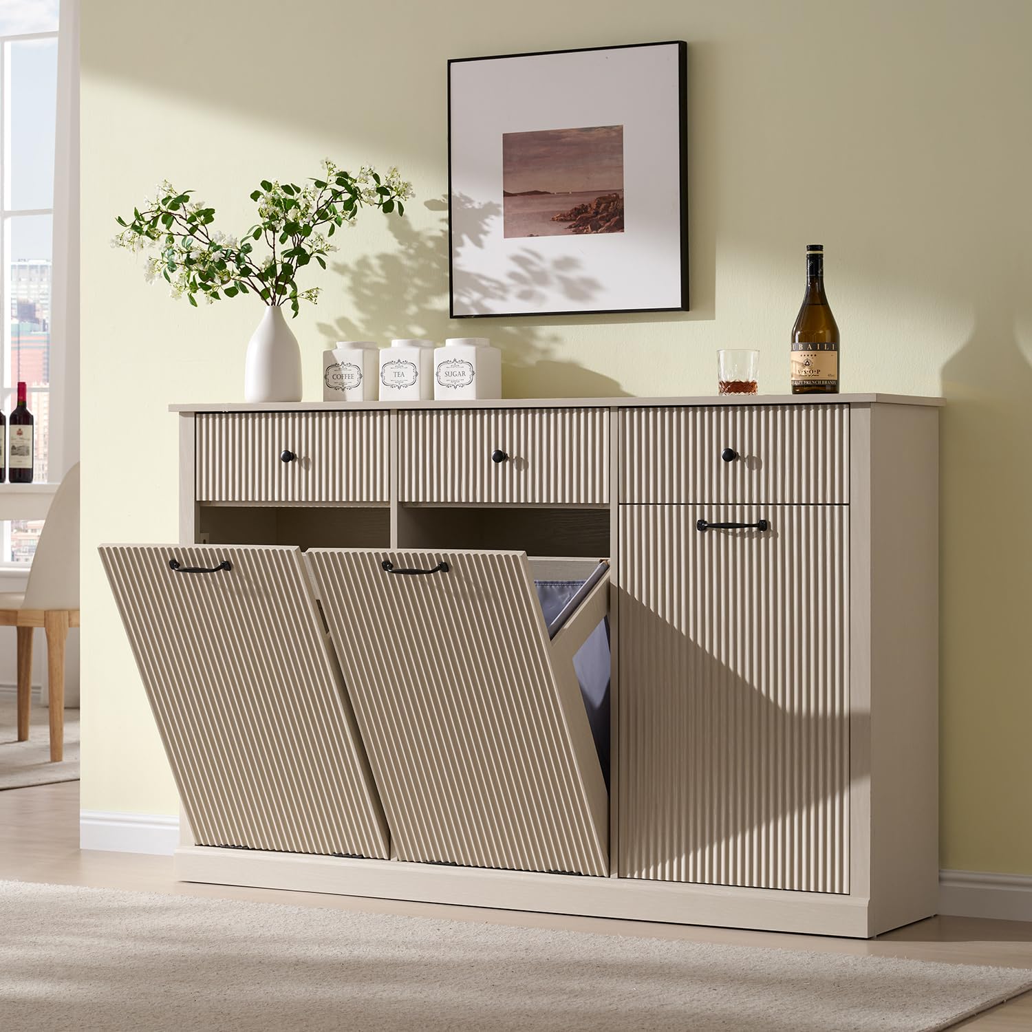 Triple Tilt Out Trash Can Cabinet
