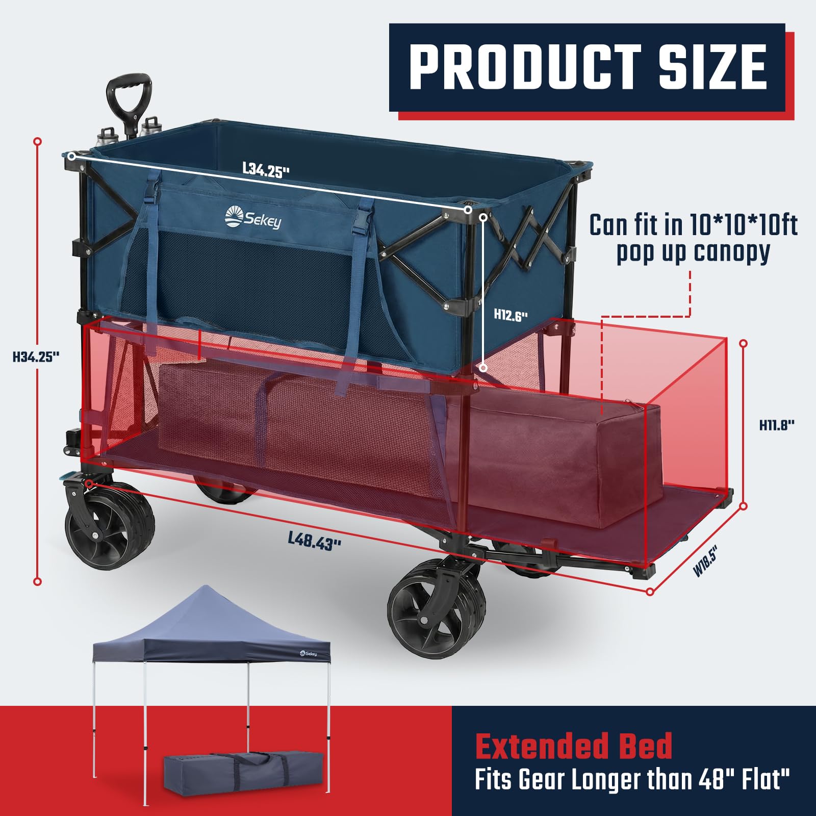 500LBS Heavy Duty Double Decker Wagon with Extender