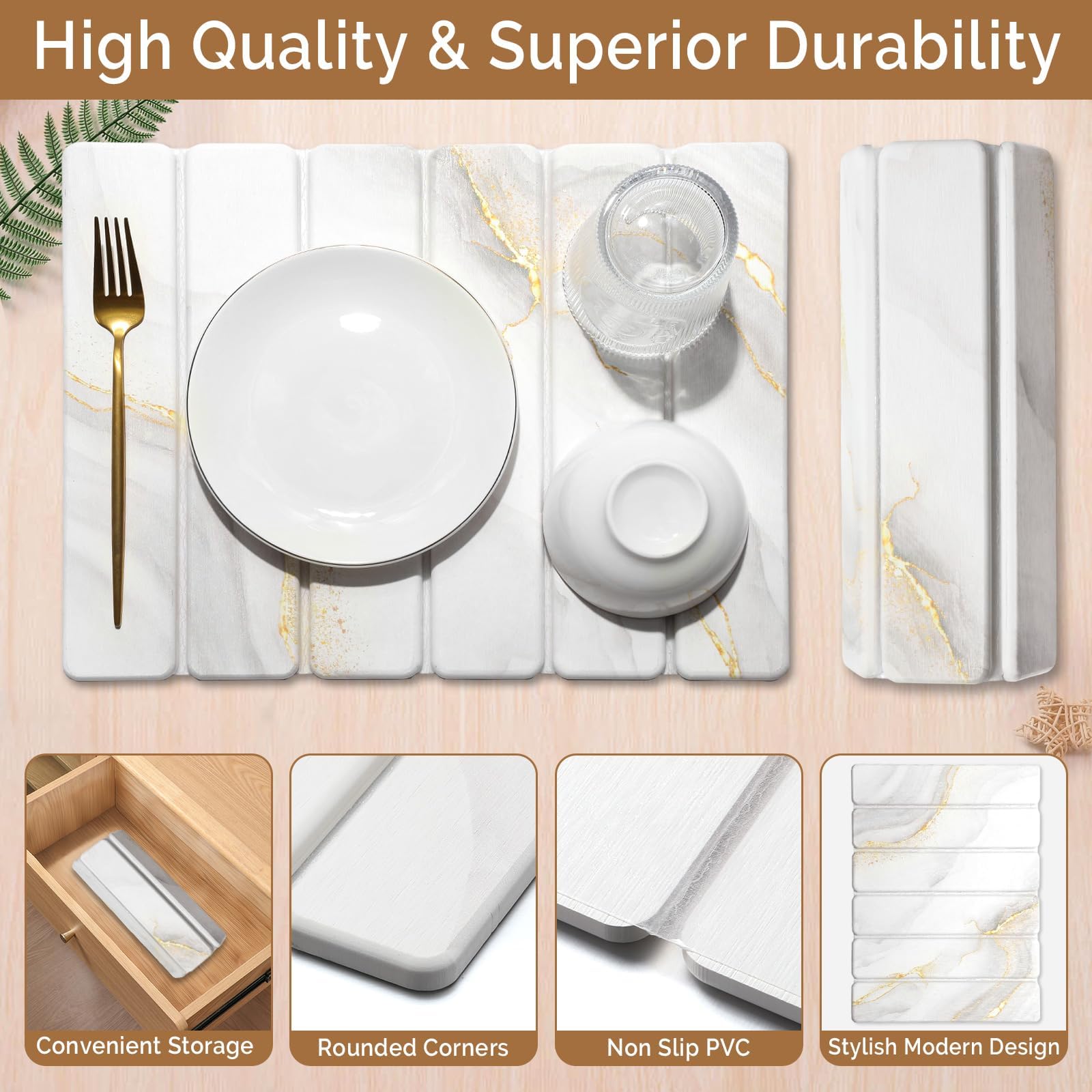 Small Stone Dish Drying Mat for Kitchen Counter (2 Count)