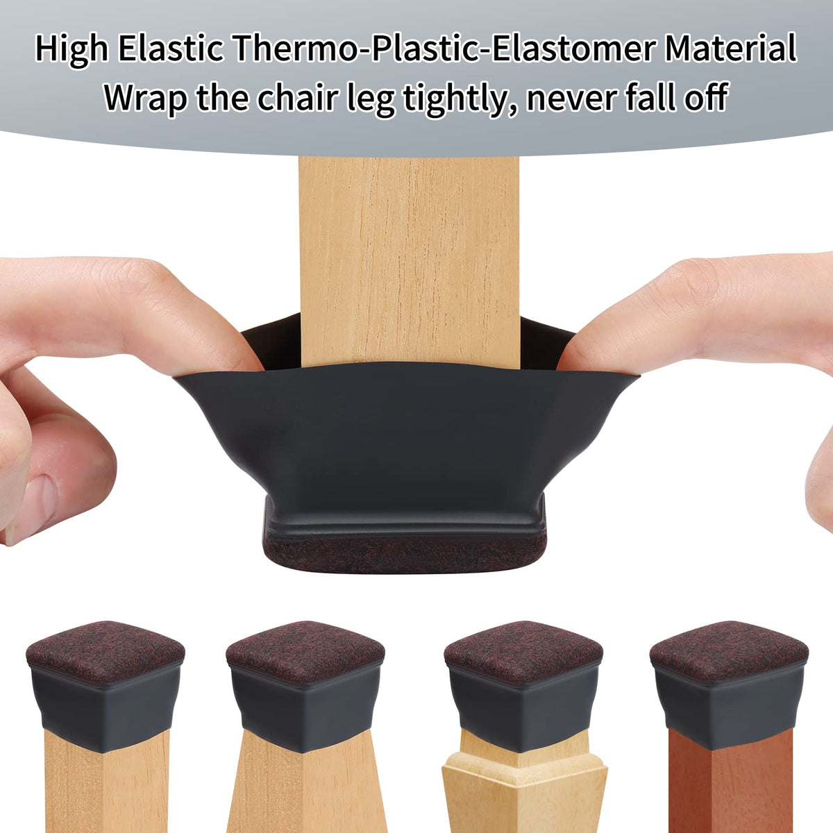 24 Pcs Square Chair Leg Floor Protectors for Hardwood Floors (24 Count)