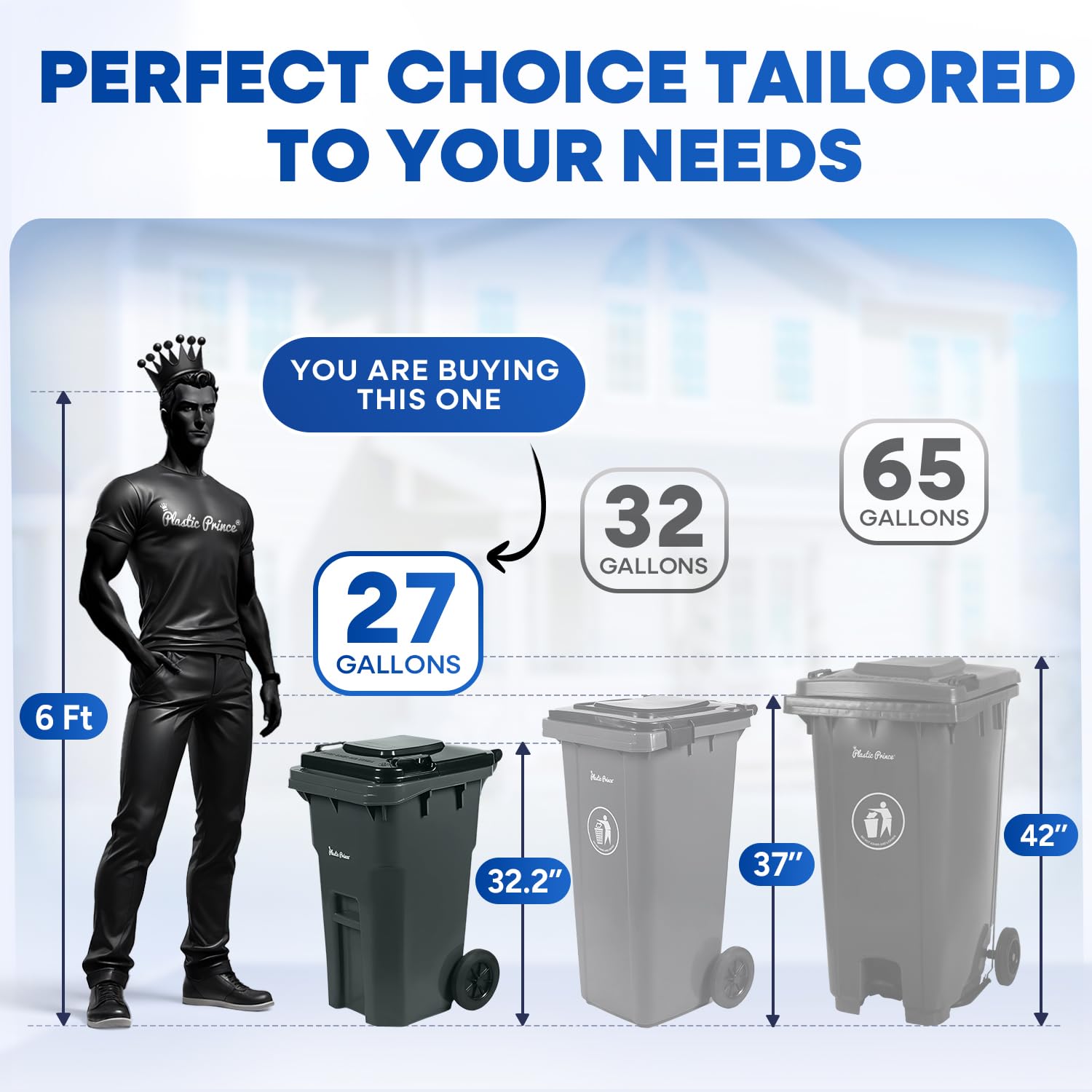 27 Gallon Outdoor Trash Can with Lid and Wheels Small Wheeled Outdoor Garbage Cans Storage Outside Heavy