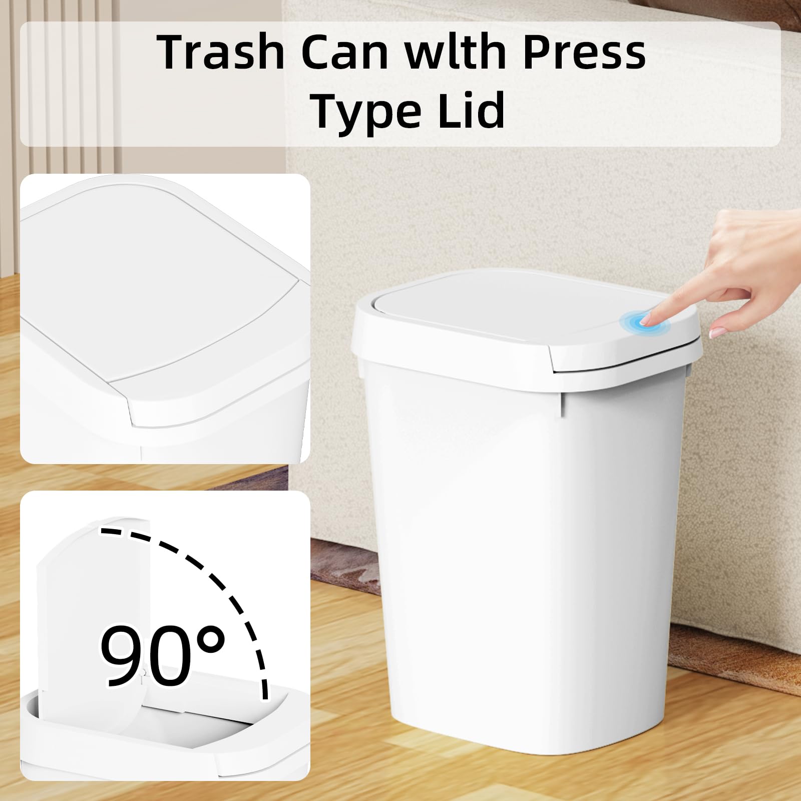 3 Pack Bathroom Small Trash Can with Lid (3 Count)