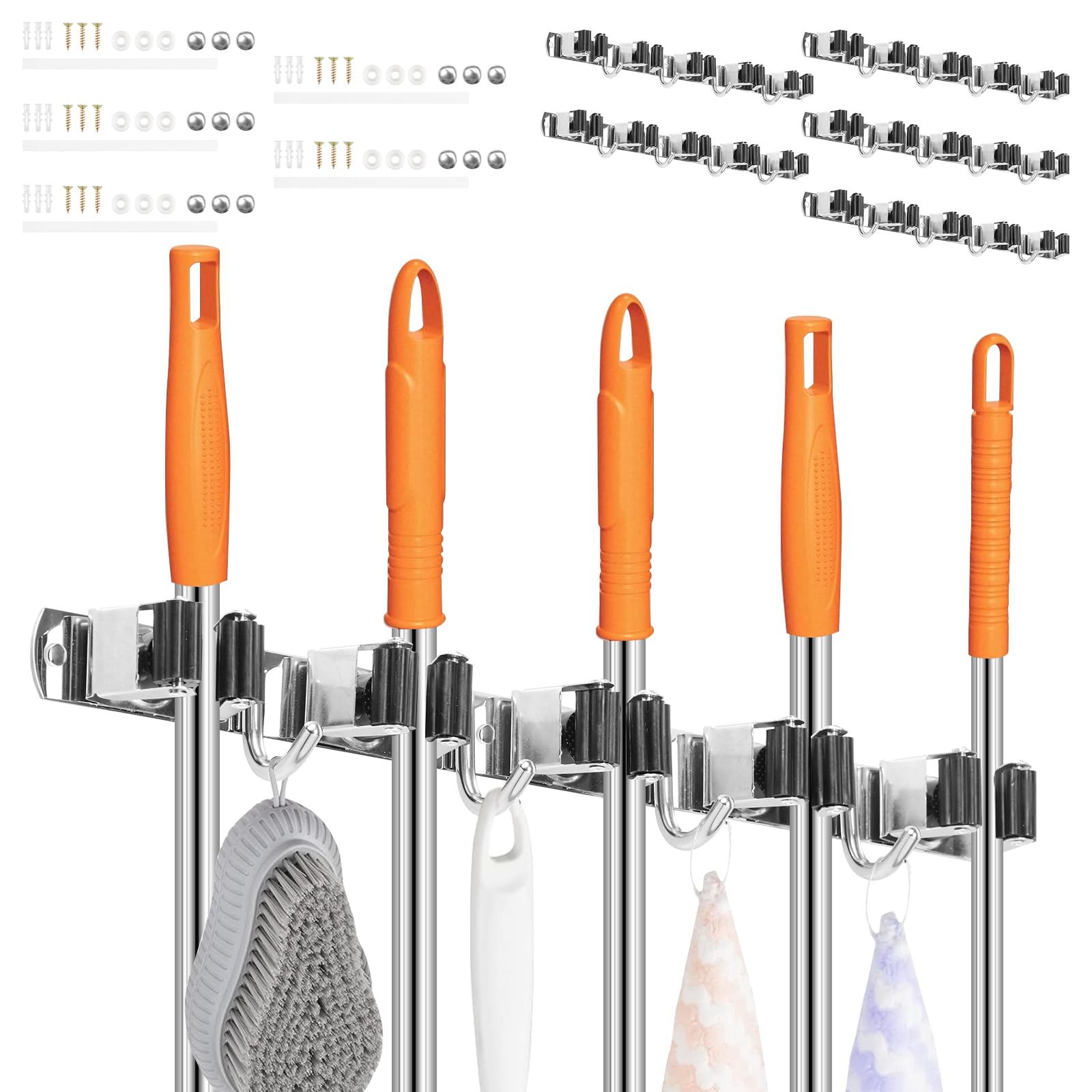5 Pack Broom Holder Wall Mount (5 Count)