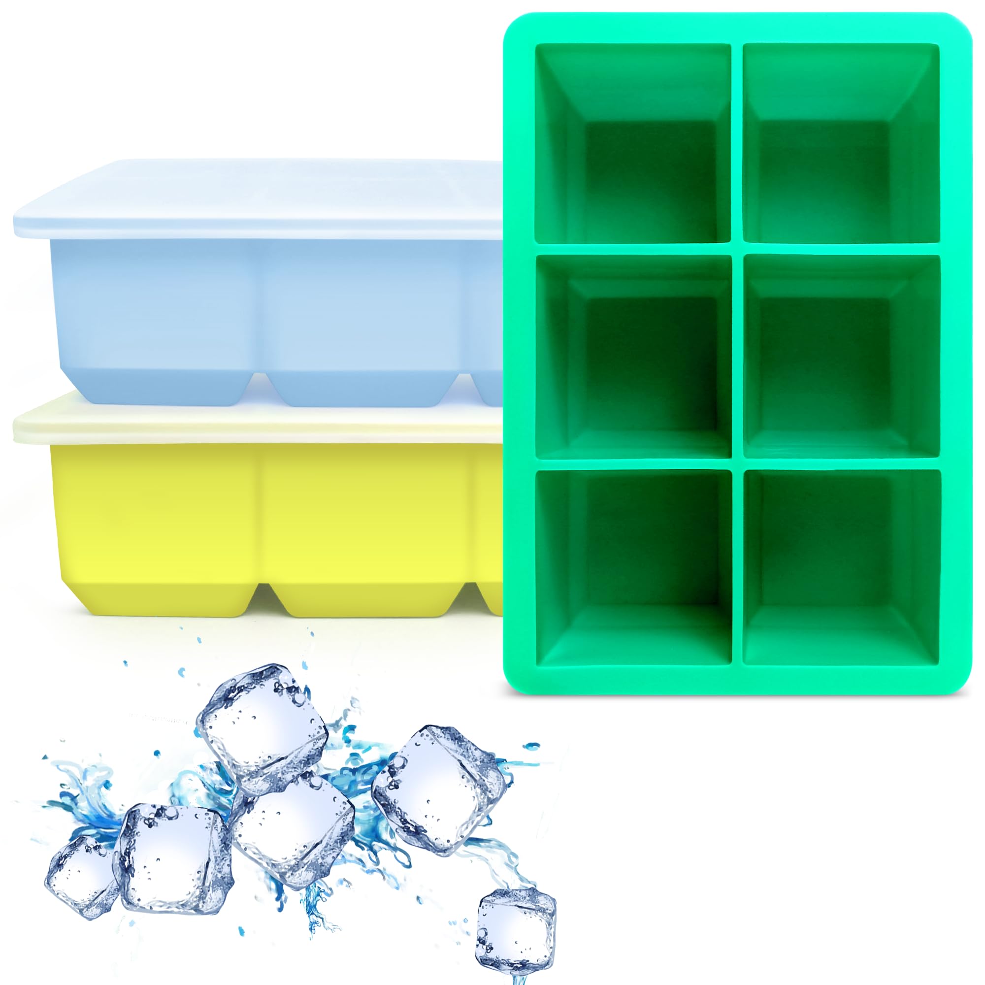 Silicone Ice Cube Trays 3 Pack (3 Count)