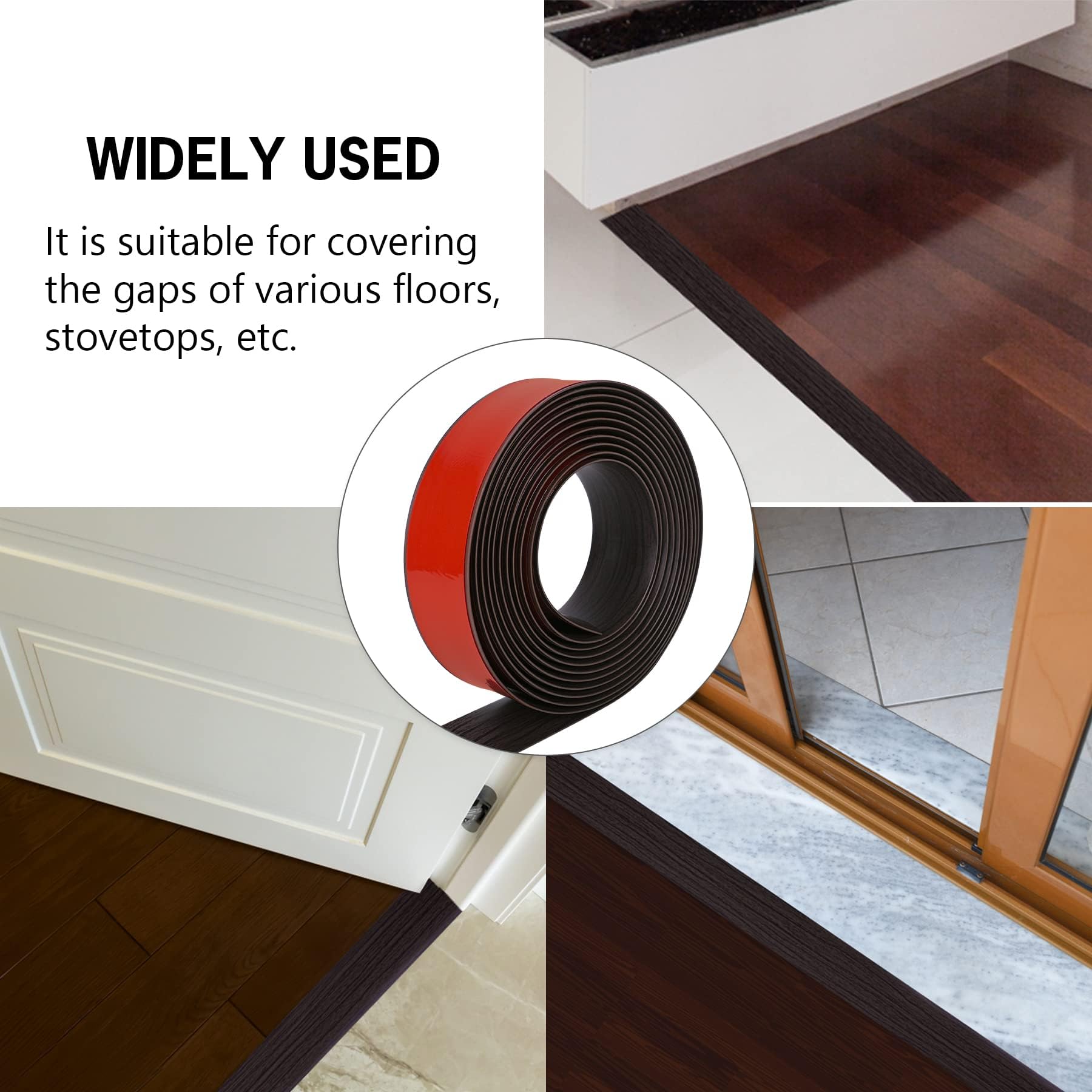 3.3Ft Floor Transition Strip Self Adhesive Vinyl Cover Floor Strip Flat Divider Transition Strip Wood Grain Design for Laminate Floor Gaps and Doorway Transitions