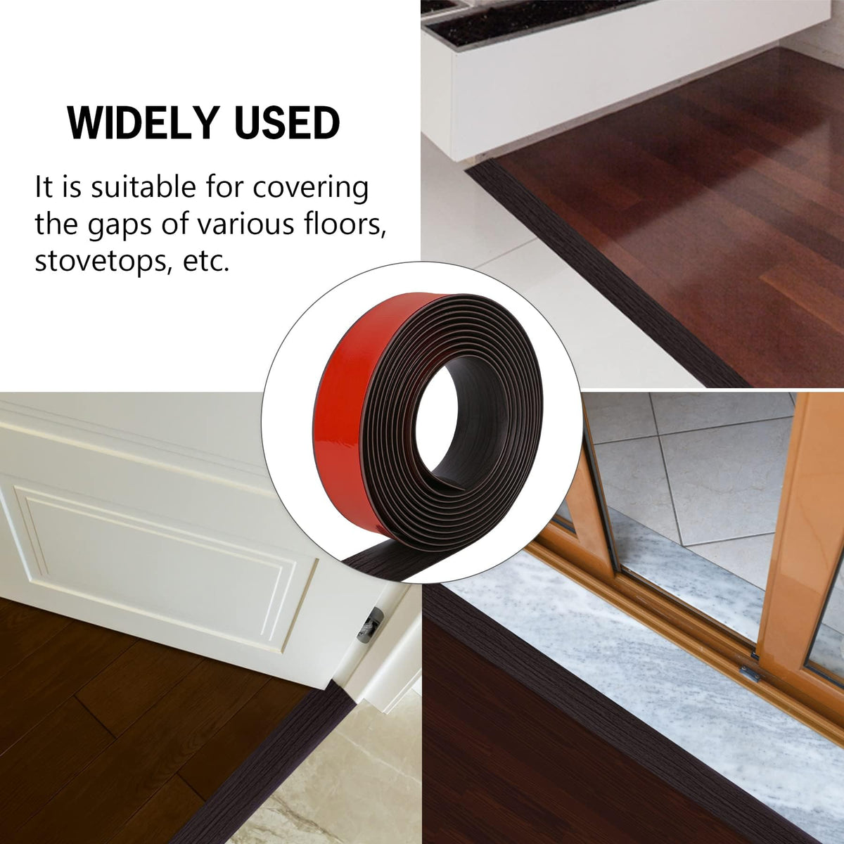 10Ft Floor Transition Strip Self Adhesive Vinyl Cover Floor Strip Flat Divider Transition Strip Wood Grain Design for Laminate Floor Gaps and Doorway Transitions (10 Foot)