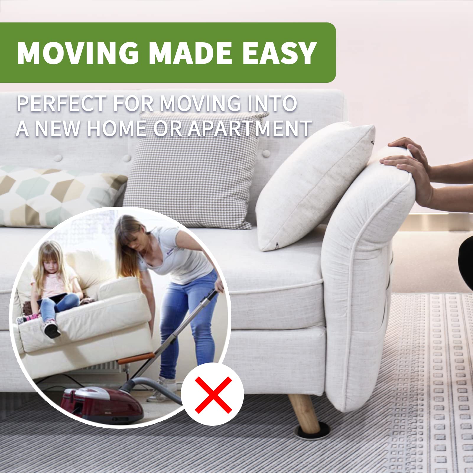 Furniture Sliders for Carpet 8 PCS (8 Count)