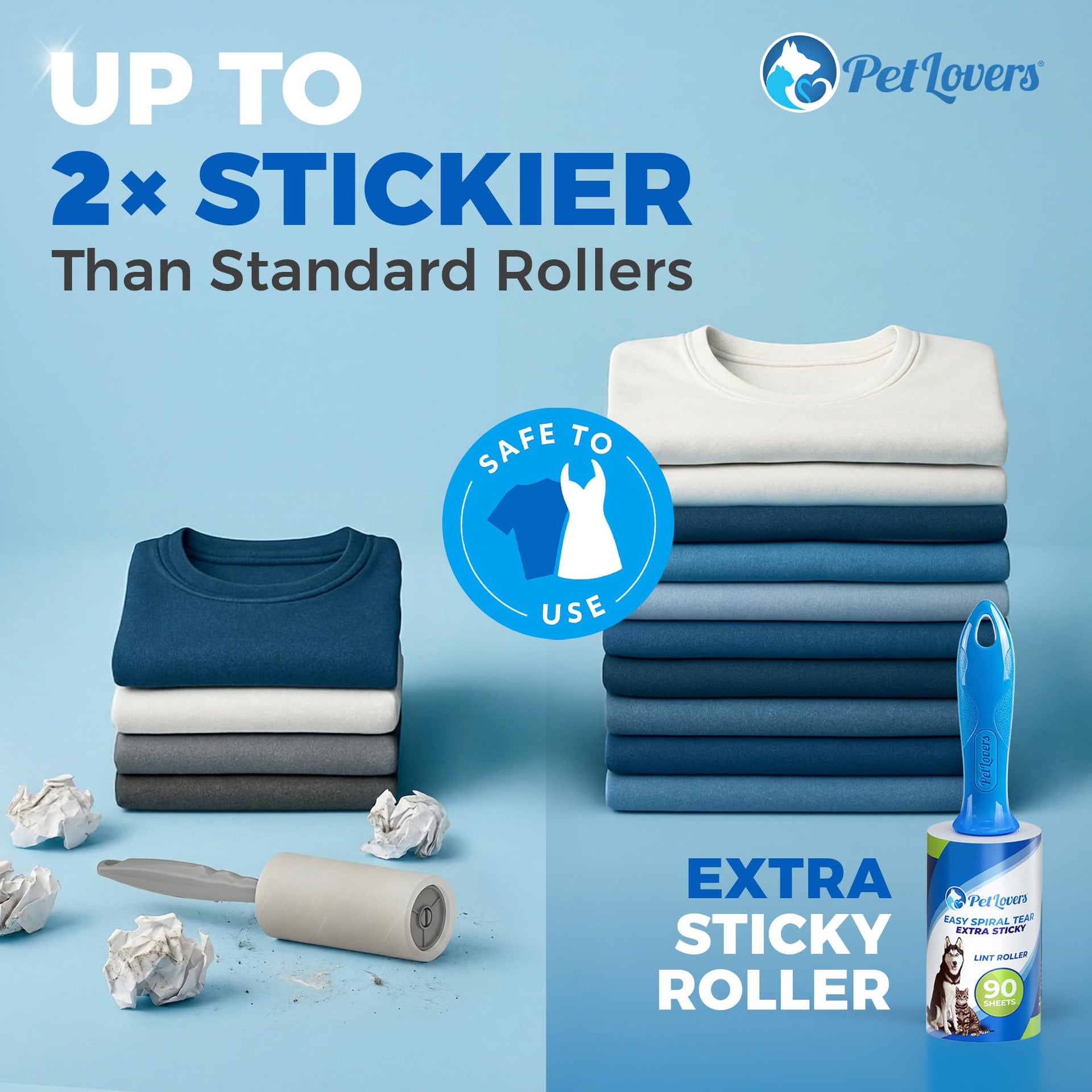 Extra Sticky Lint Roller Value Set 270 Sheets for Pet Hair Removal and Clothes (3 Count)