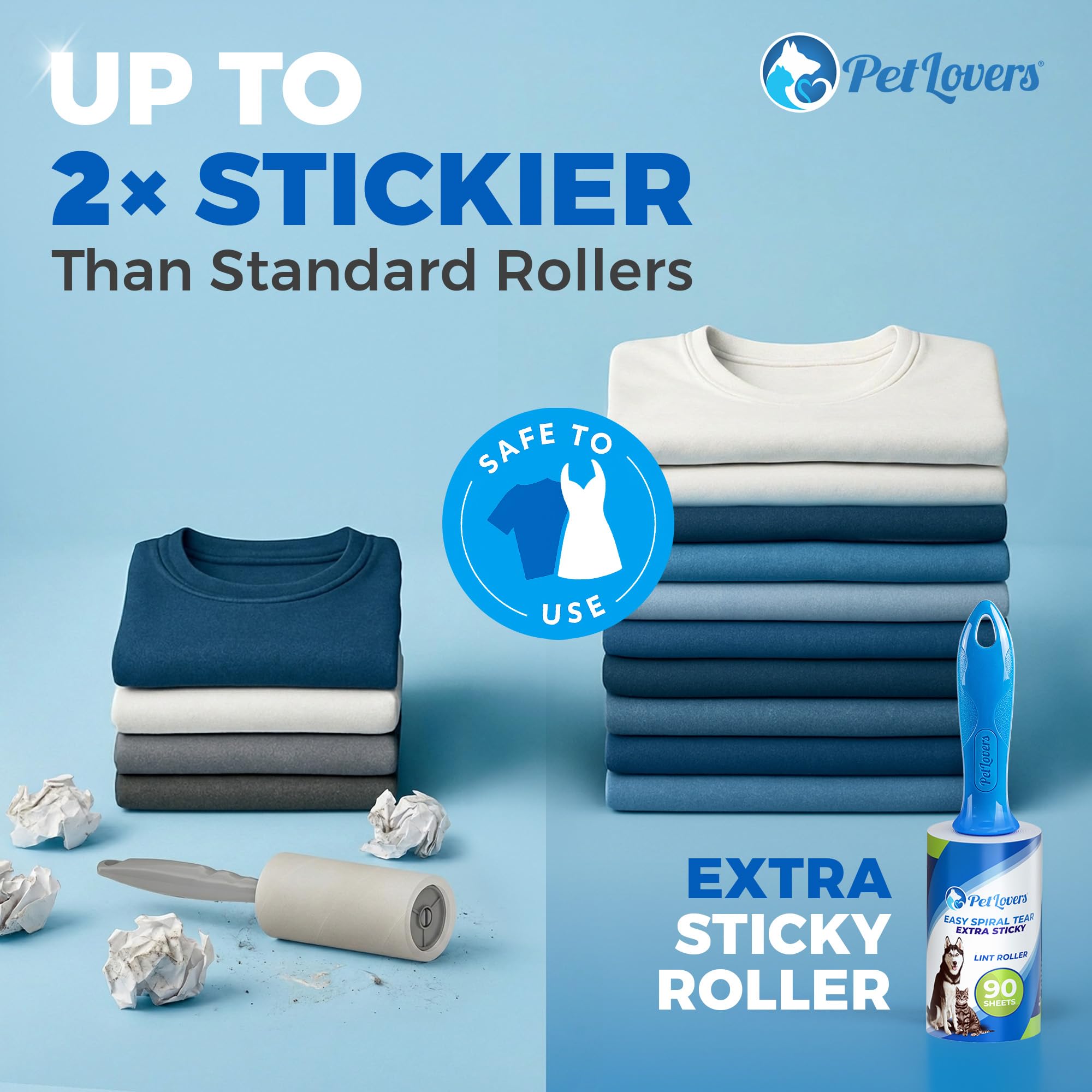 Extra Sticky Lint Roller Value Set 270 Sheets for Pet Hair Removal and Clothes (3 Count)