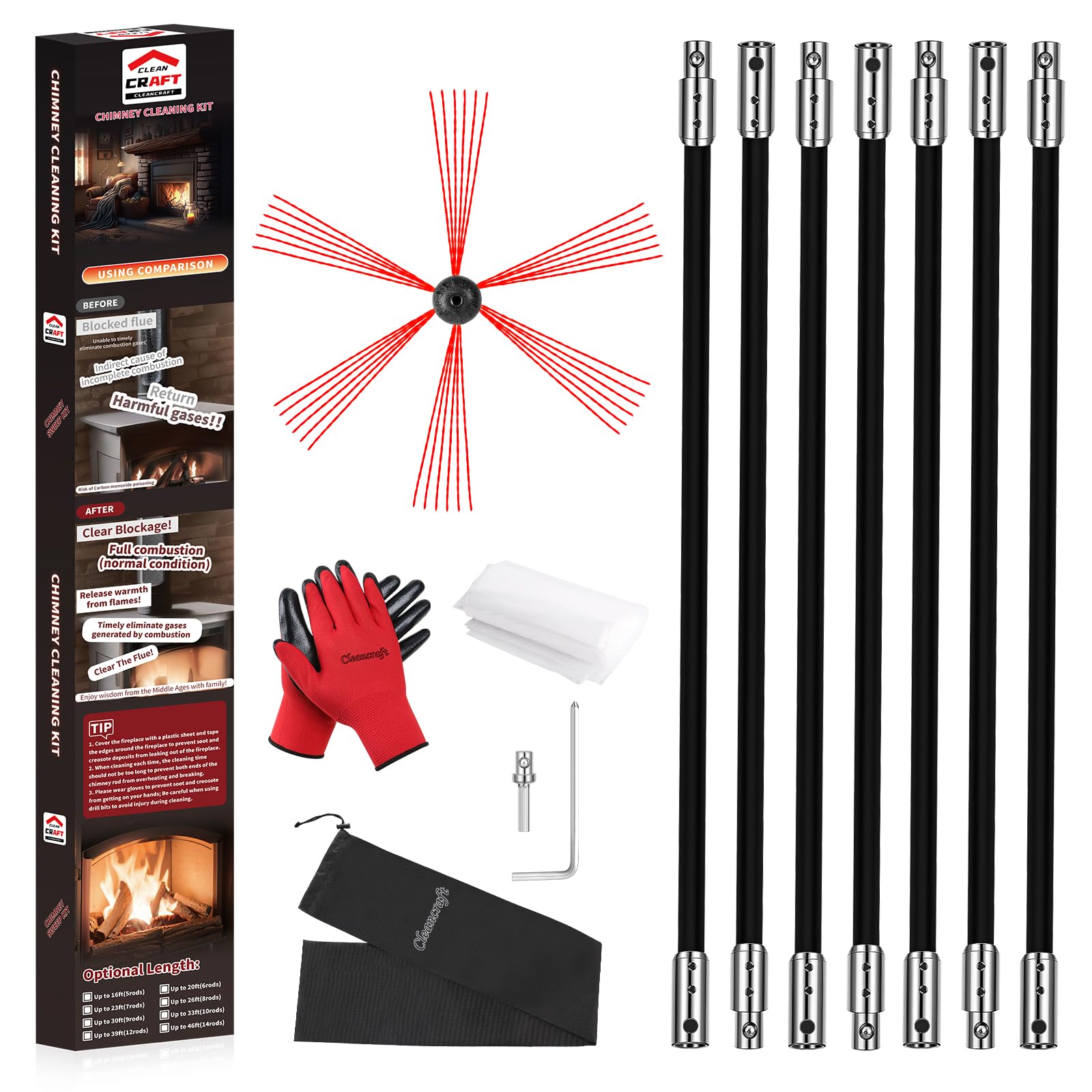23 Feet Chimney Sweep Kit