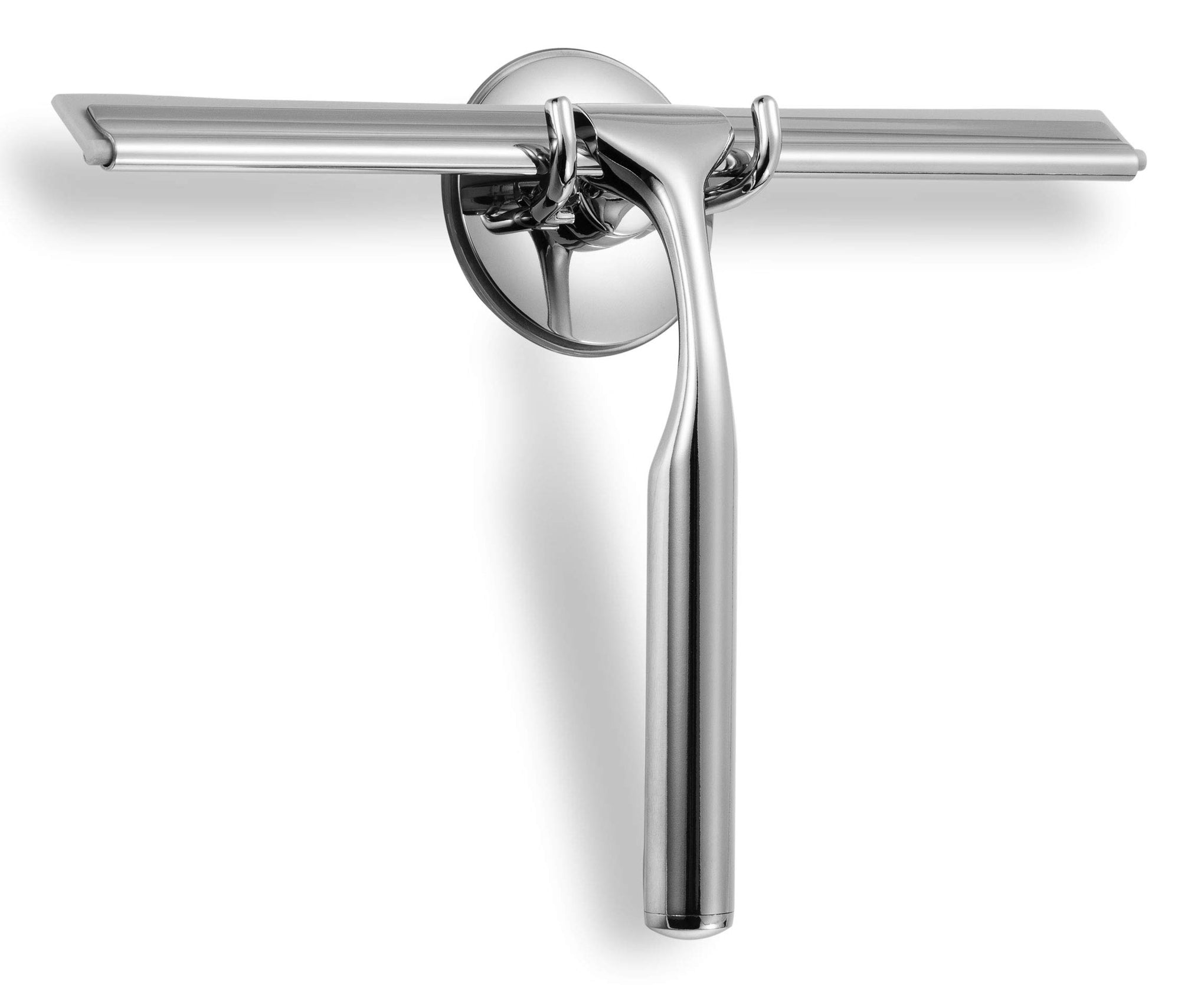 Shower Squeegee Clear Glass Wall Cleaner Stainless Steel with Suction Storage Hook