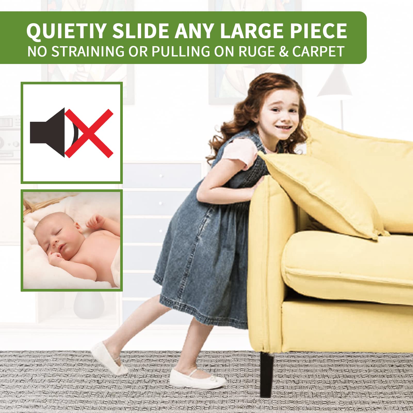 Furniture Sliders for Carpet 8 PCS (8 Count)
