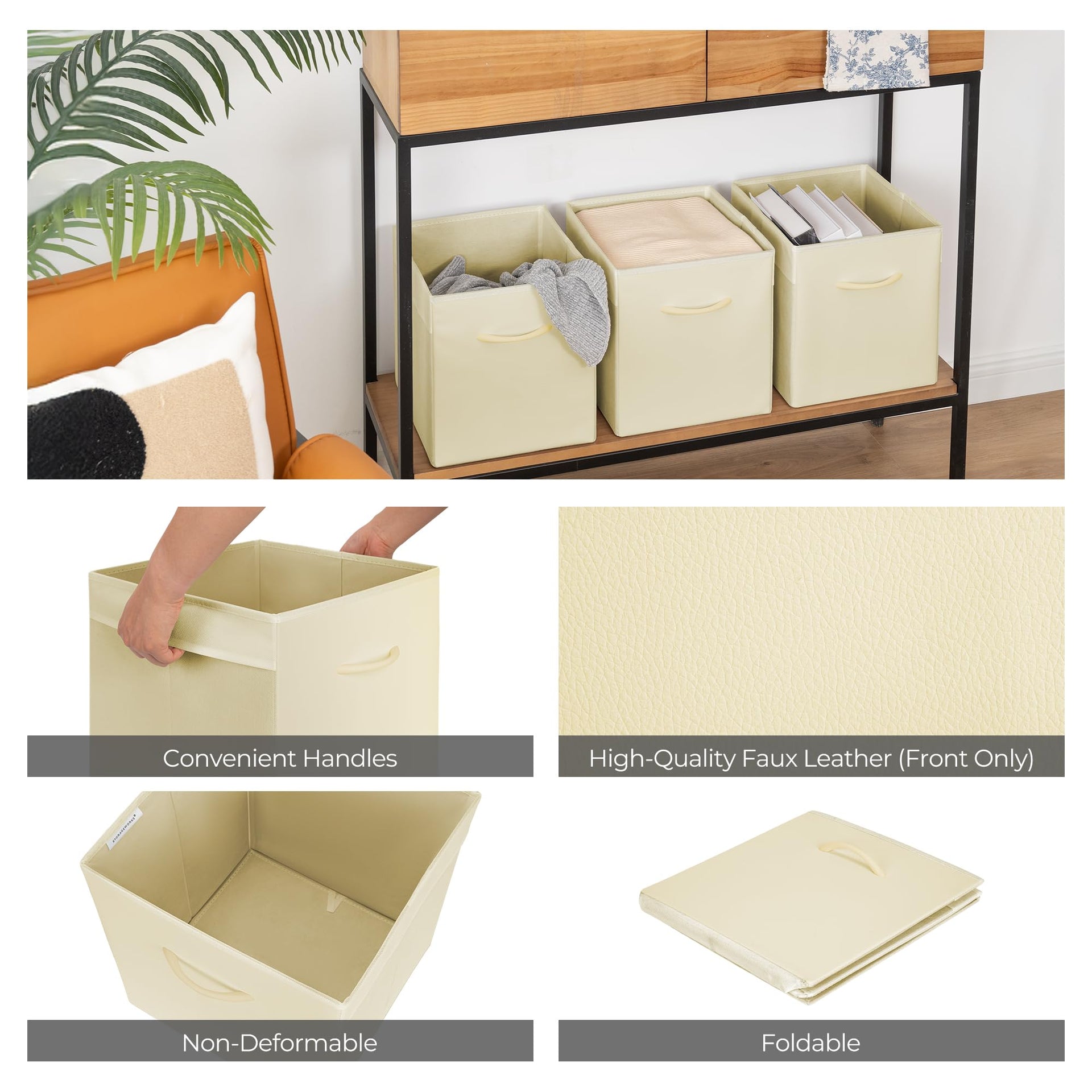 11in Leather Cube Storage Bins (4 Count)