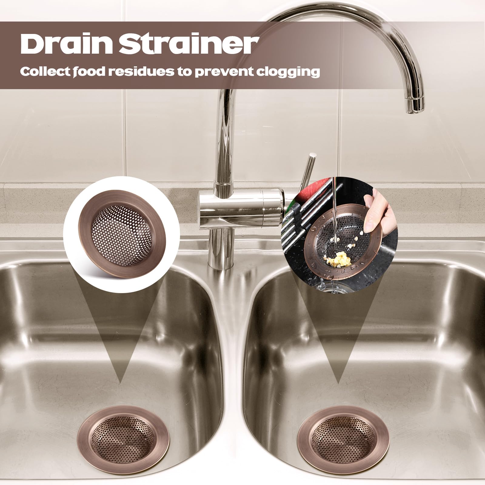 2 Pcs Kitchen Sink Drain Strainer 4.4 Inch (2 Count)