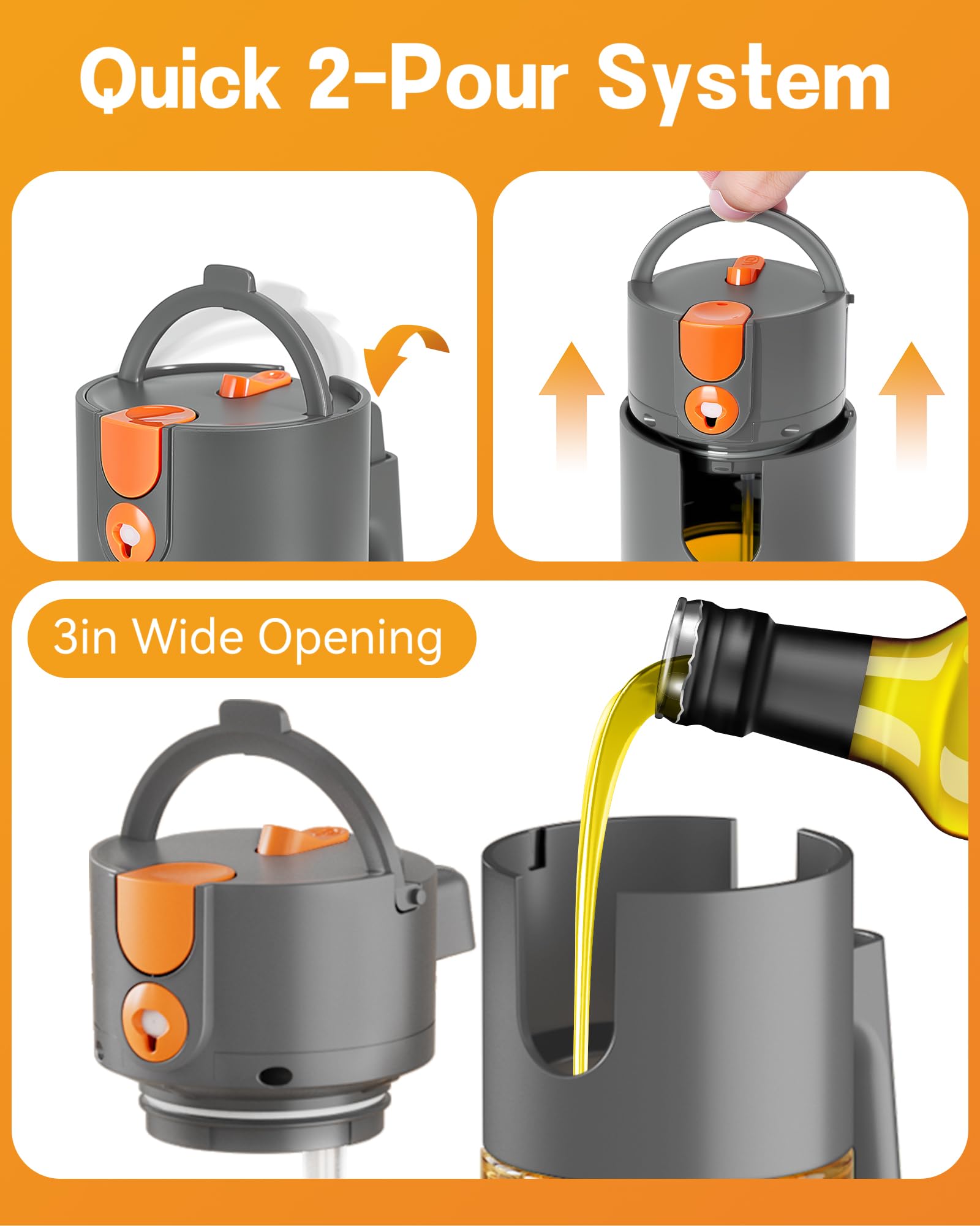 Olive Oil Sprayer & Dispenser Bottle for Cooking 17oz Dark Glass Oil Mister