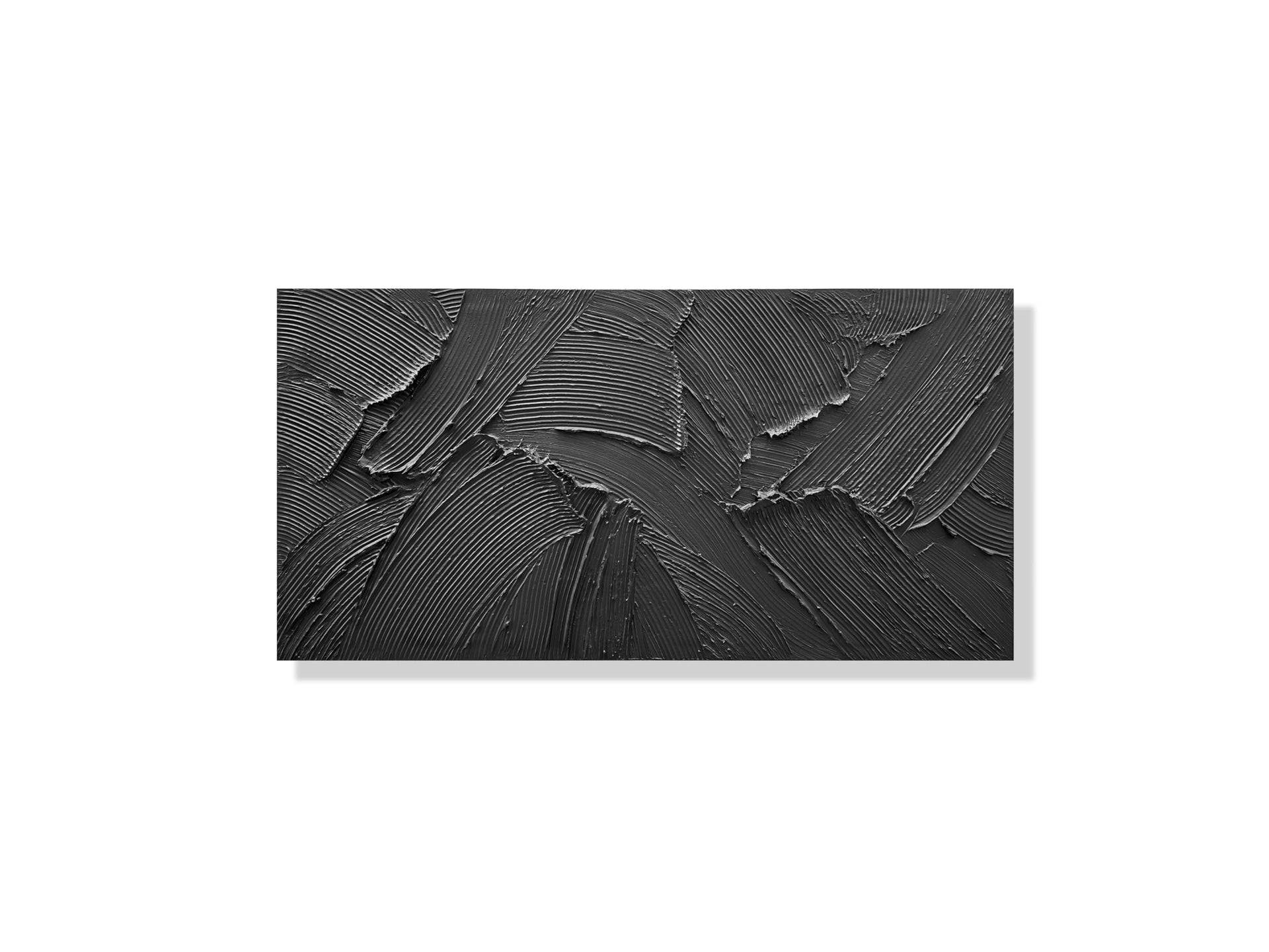 Art Hand painted black minimalist texture oil painting 24x48 inch