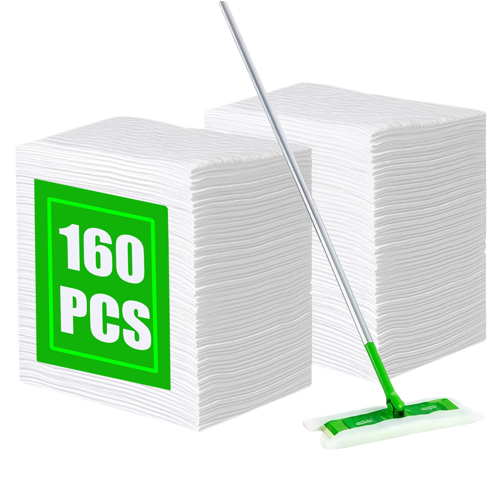 Dry Sweeping Cloths Mop Refills Disposable Floor Cleaning Wipes Compatible with Swiffer Sweeper (160 Count)