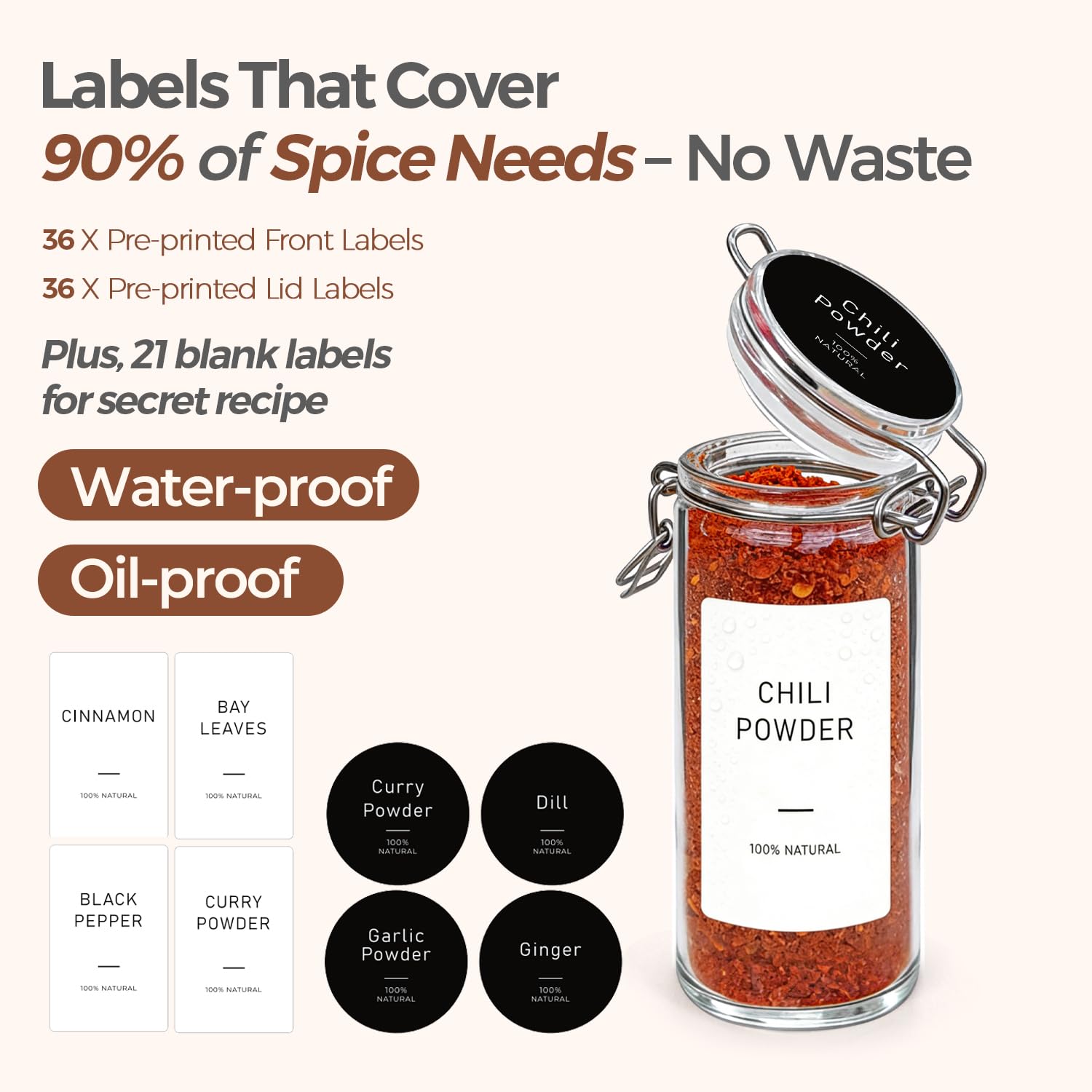 Small Glass Spice Jars with Airtight Lids 4 oz 12 Pack with Labels (12 Count)