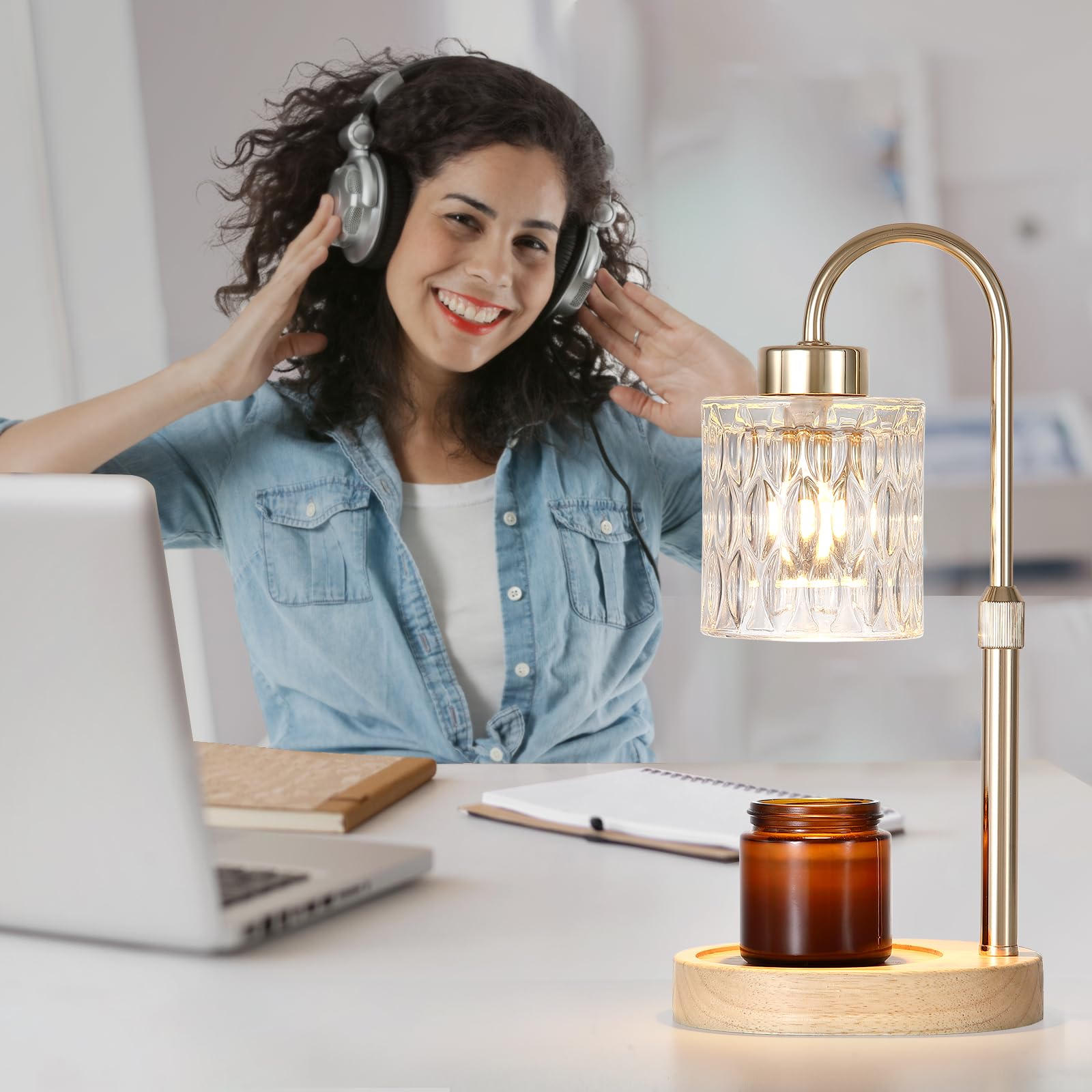 Gold Candle Warmer Lamp with Dimmer and Timer