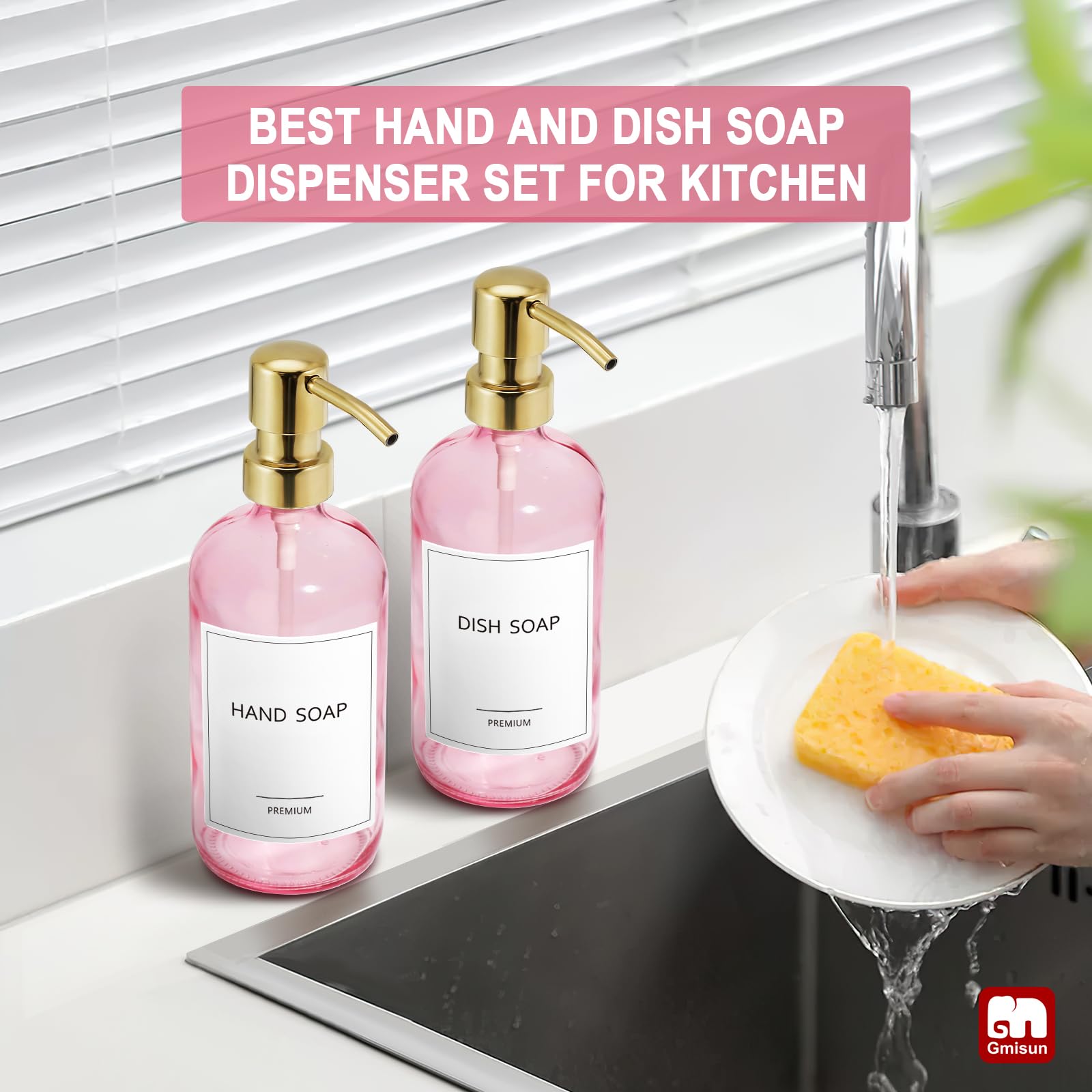 Pink Soap Dispenser Bathroom (2 Count)