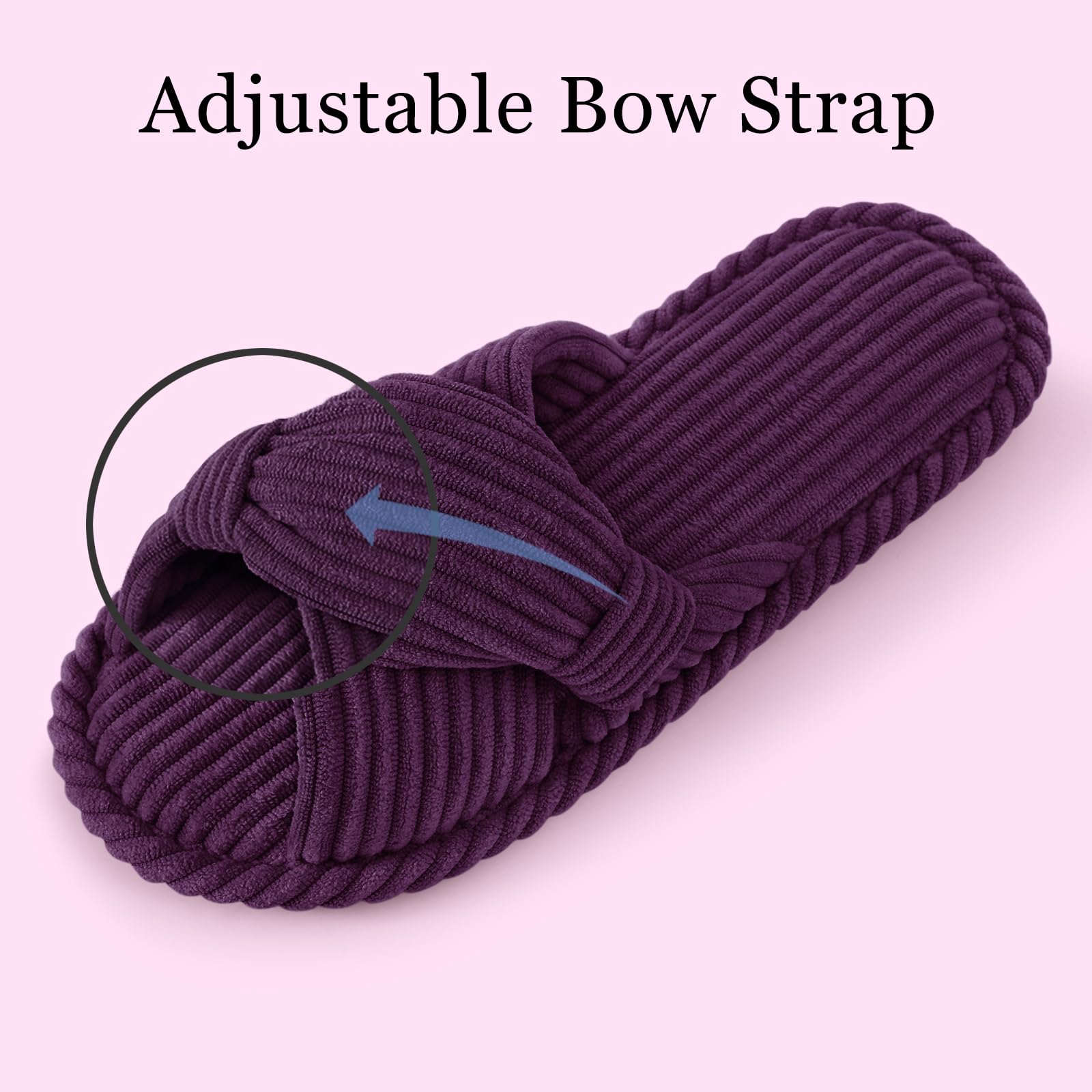 Summer House Slippers for Women Corduroy Open Toe Indoor Slippers