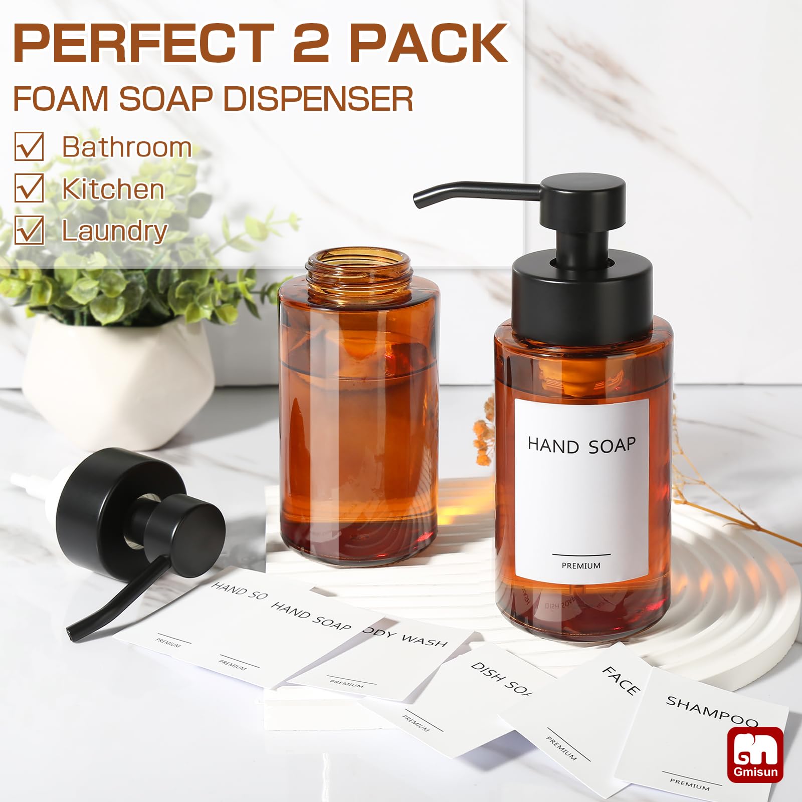 Glass Foaming Soap Dispenser (2 Count)