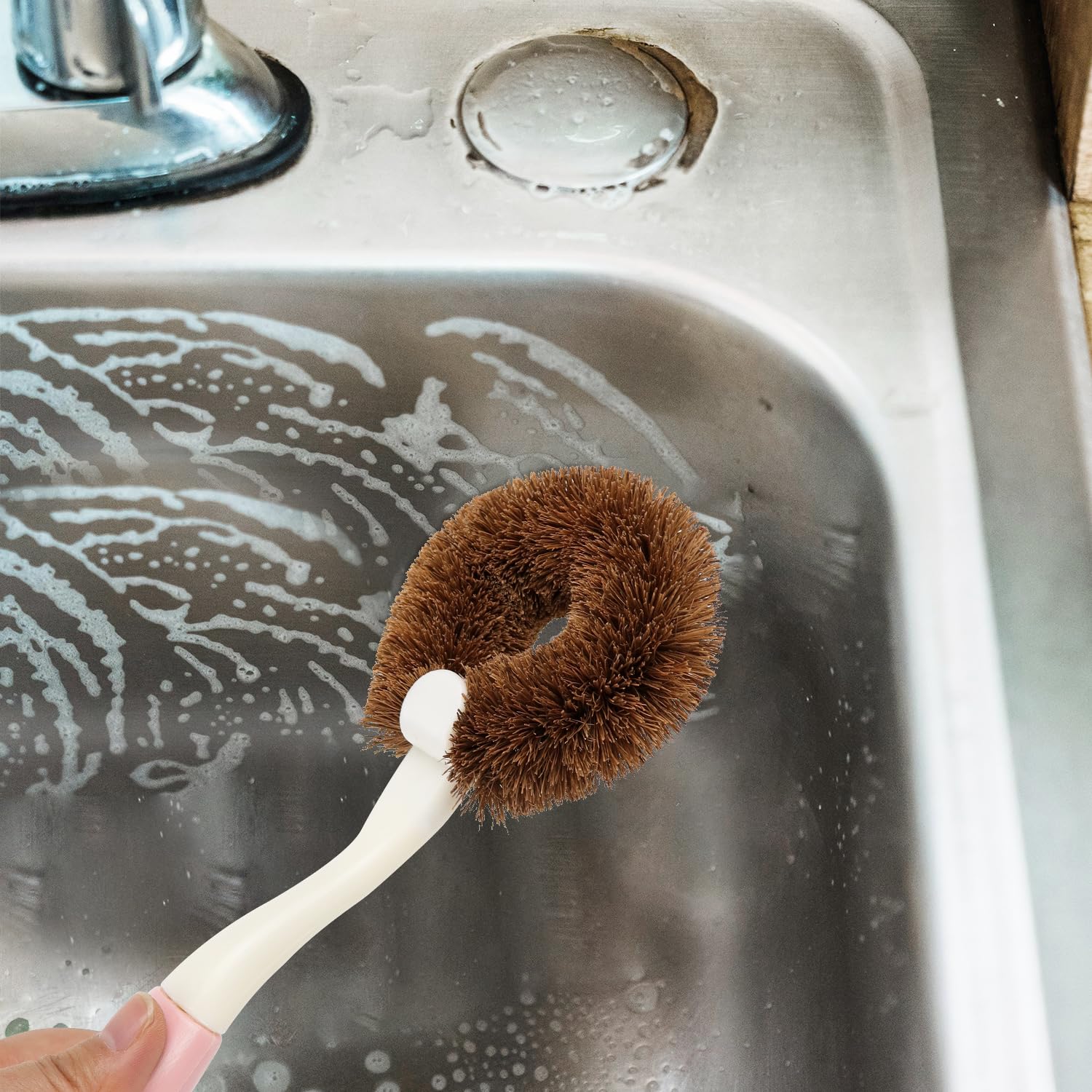 2 Pack Kitchen Scrub Brushes for Cleaning Dish Brush with Handle for Pans (2 Count)