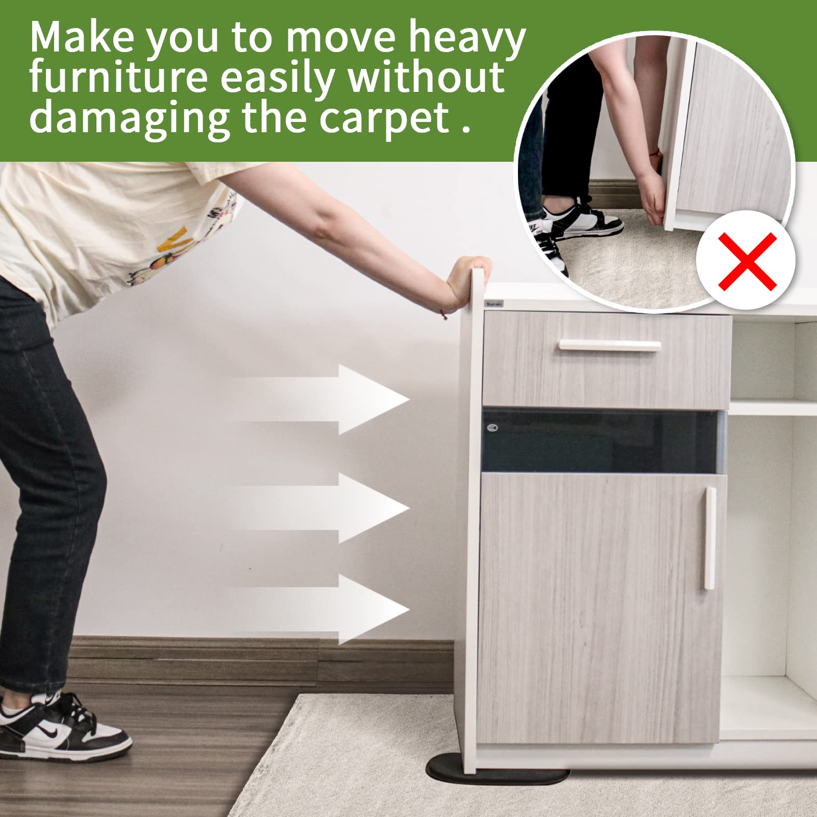 Furniture Sliders for Carpet 4 PCS (4 Count)