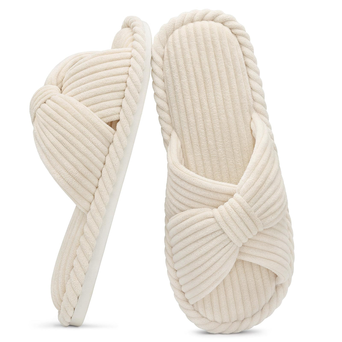 Summer House Slippers for Women Corduroy Open Toe Indoor Slippers