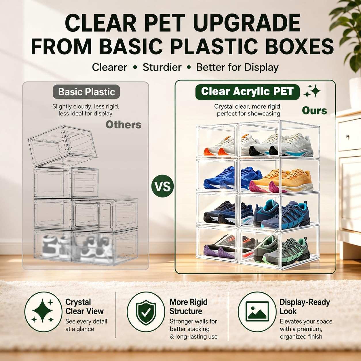 1 Pack Clear Acrylic Sneaker Boxes for Sneakers & High Tops