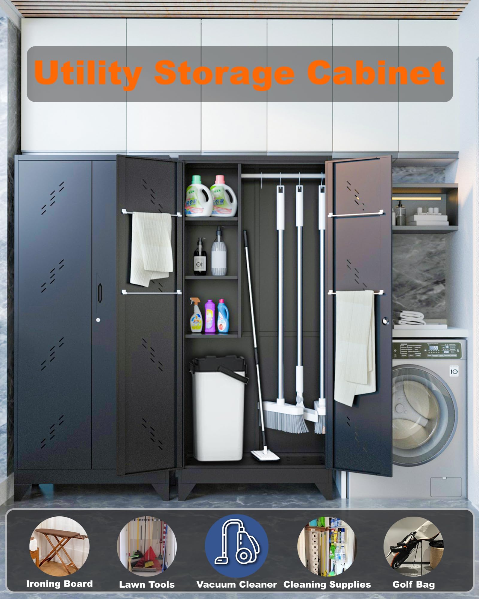 Metal Storage Cabinet with Locking Doors